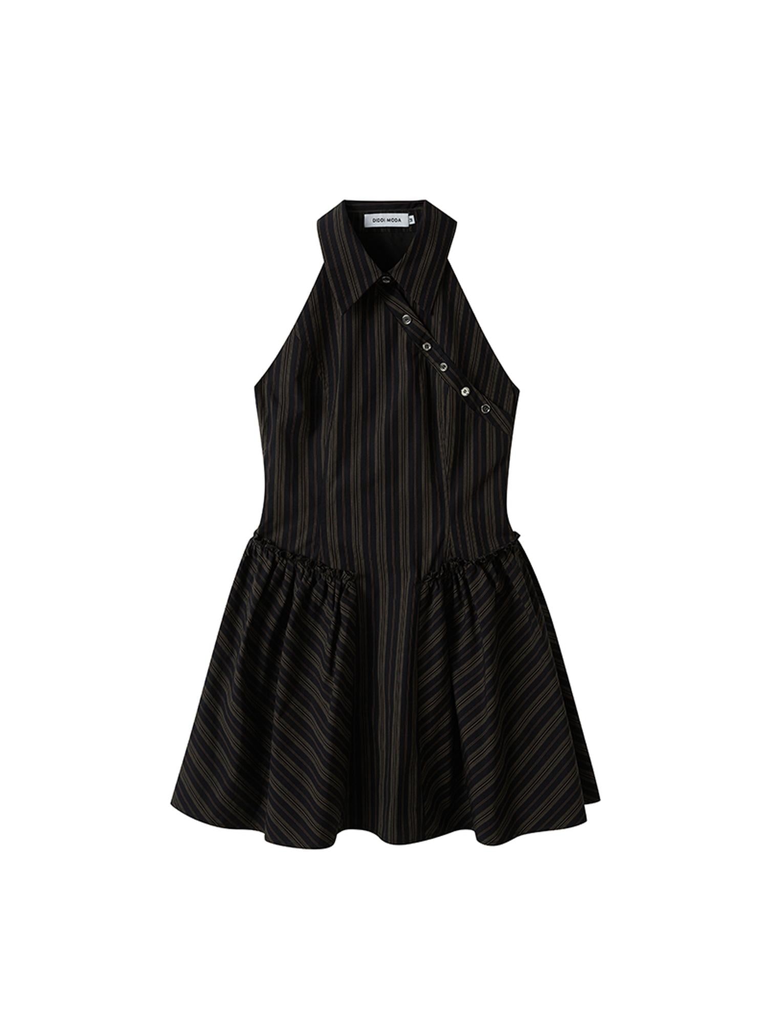 DIDDI MODA Asymmetrical Striped Waist Defining Summer Dress