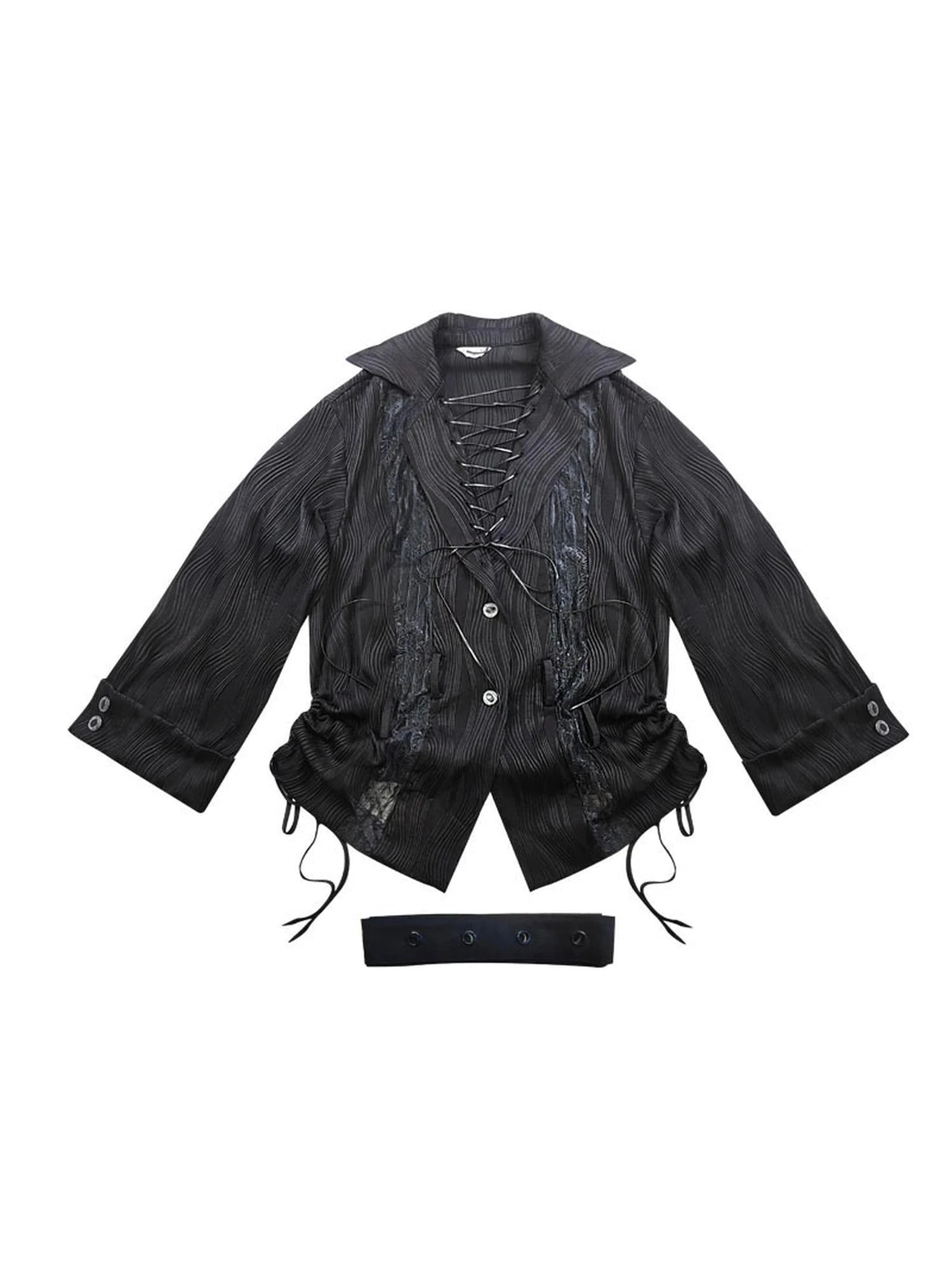 Rose Gun Hand Textured Lace Shirt Feminine Edgy