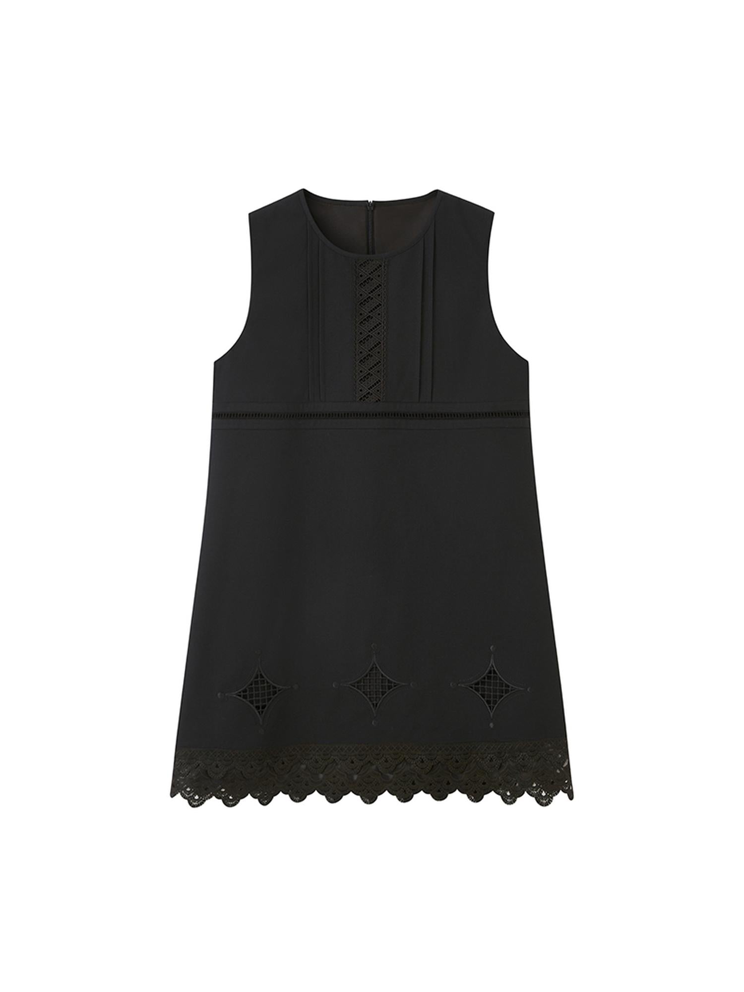 DIDDI MODA Elegant Lace Trimmed Cutout Summer Dress