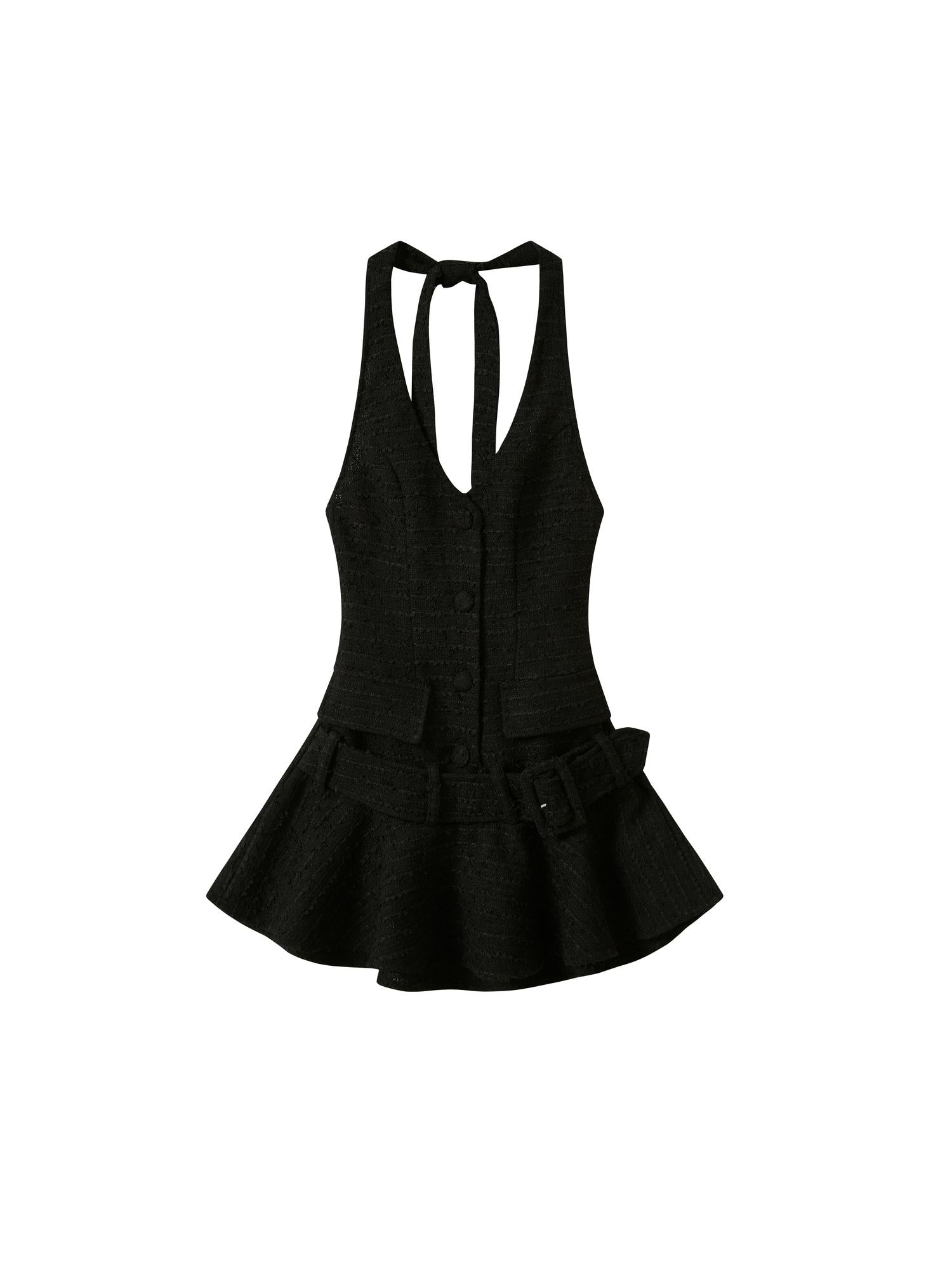 SweetChilling Chunky Knit Belted Necklace Dress
