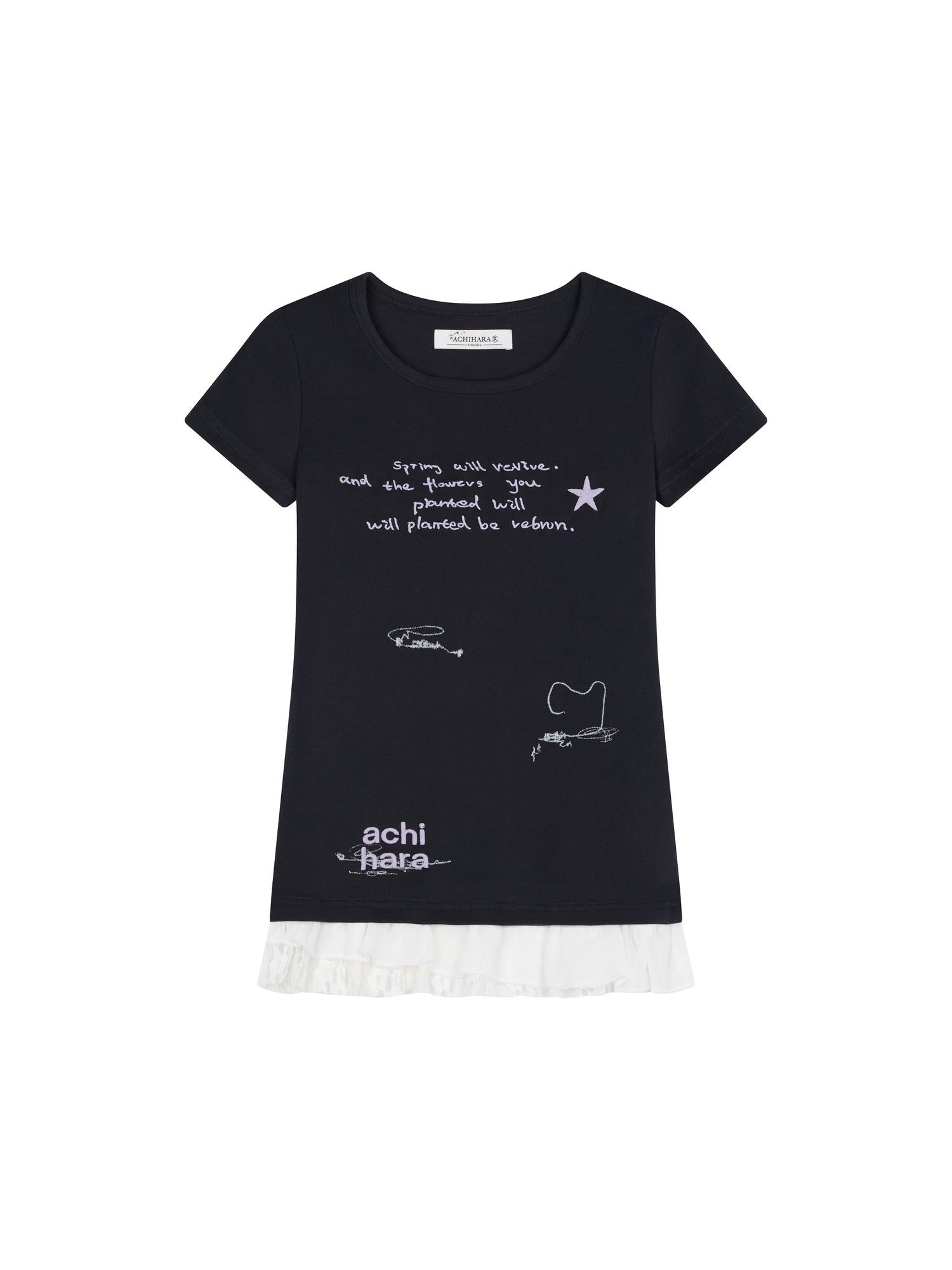 Achihara Time Bandage Lace Short Sleeve T-Shirt