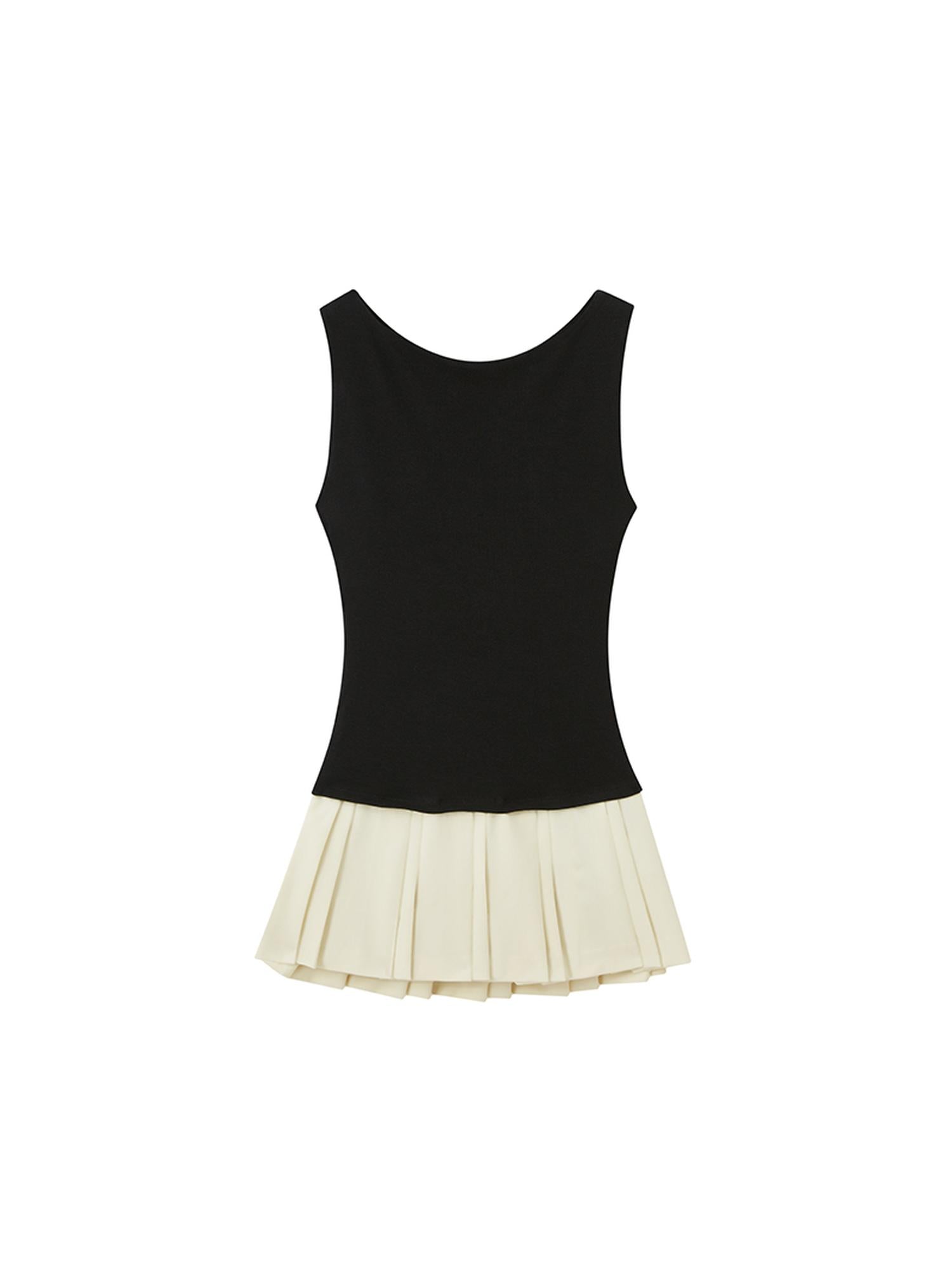 SweetChilling Sexy Sleeveless Bodycon Off-Shoulder Color-Block Knit Dress