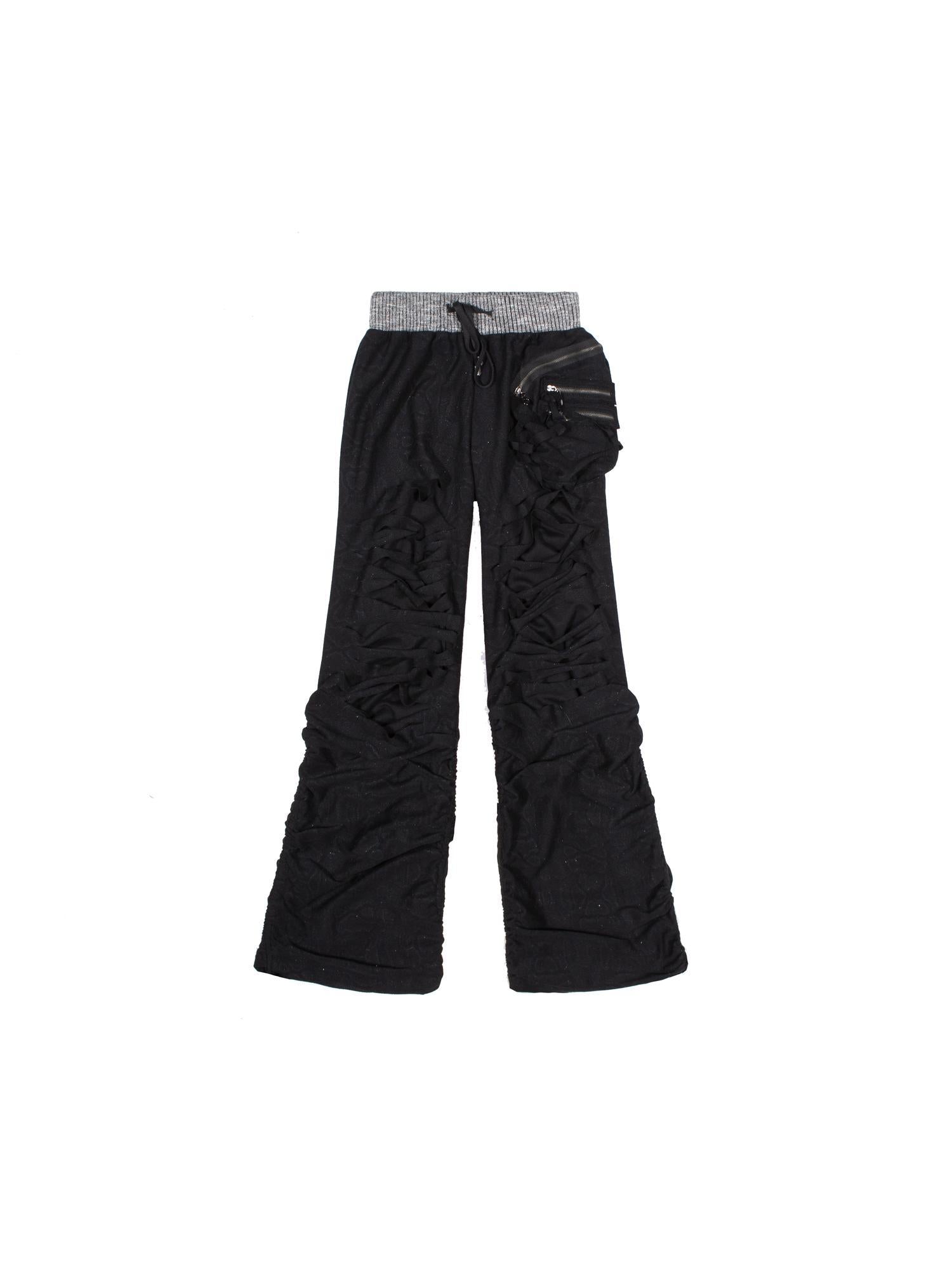 ARIADNAw Y2K Low Rise Ripped Wide Leg Punk Denim Pants