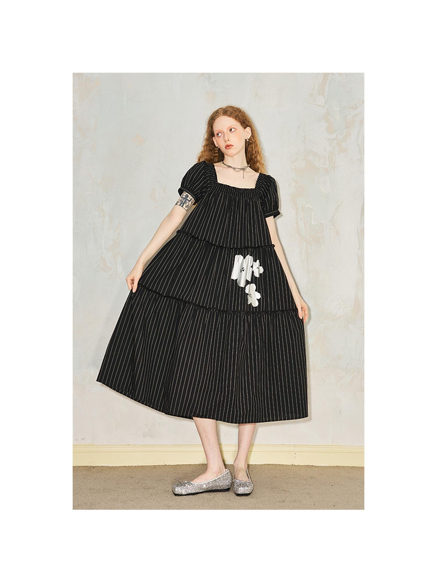 DIDDI MODA Floral Bubble Sleeve Summer Maxi Dress