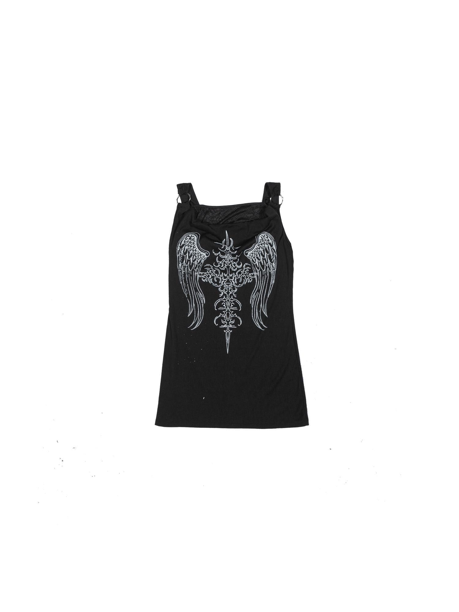 ARIADNAw Punk Rock Snake Print Vest Summer Streetwear Two Tone Design