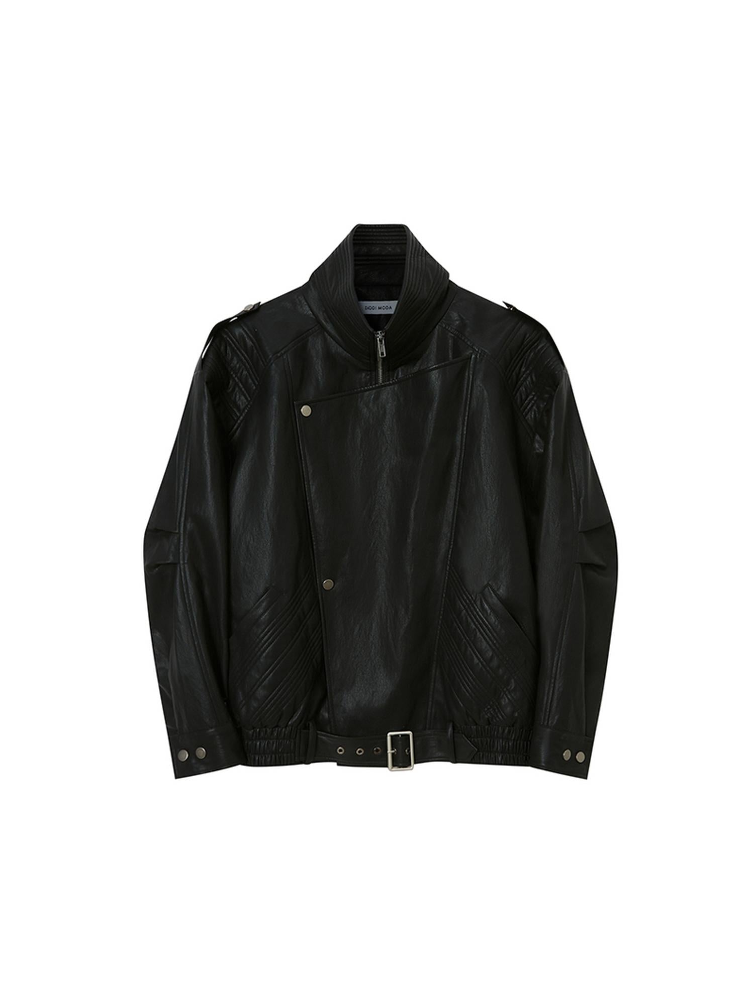 DIDDI MODA Retro Modern Quilted Pu Leather Jacket