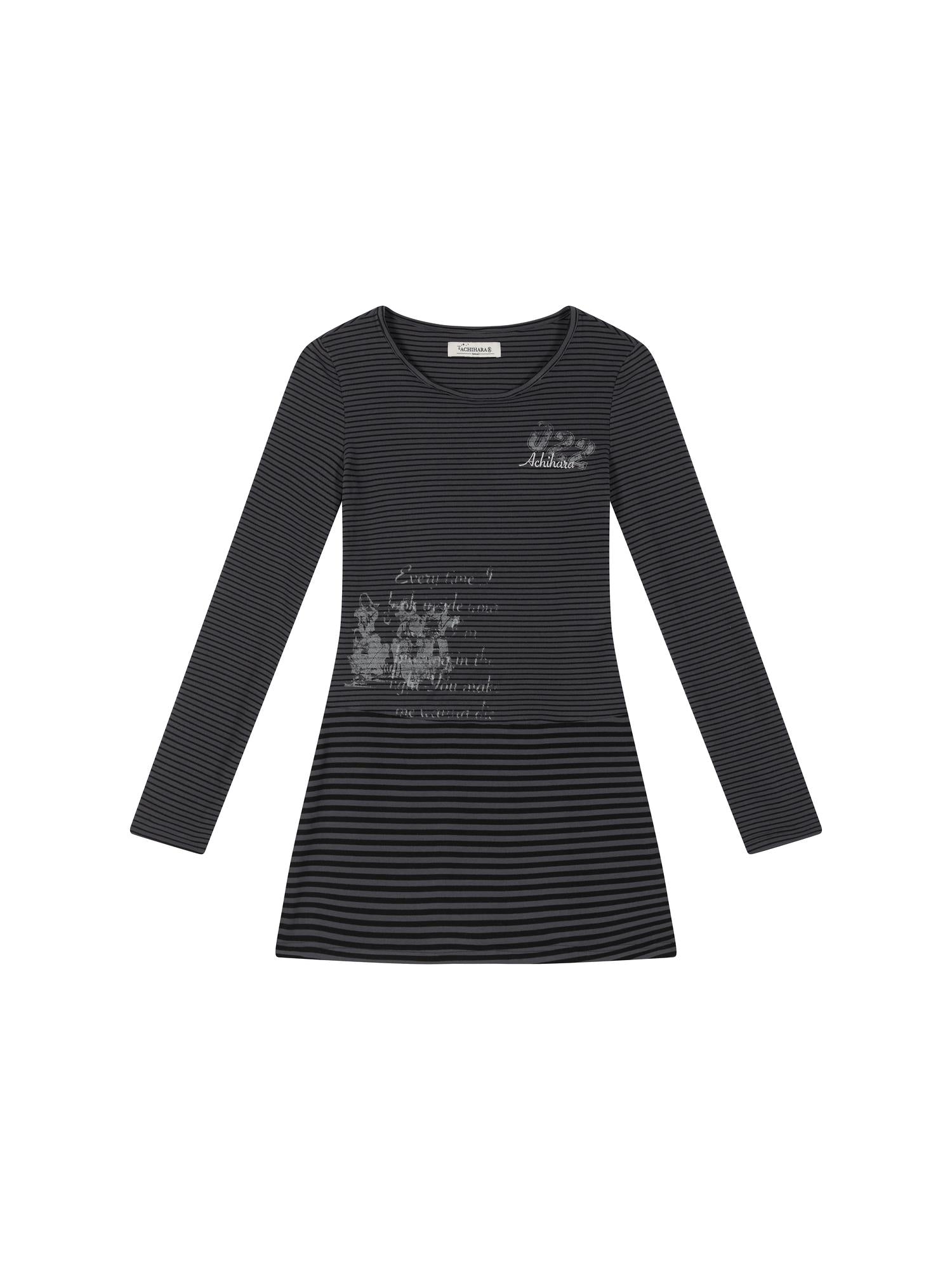 Achihara Black Love Striped Rock Dress