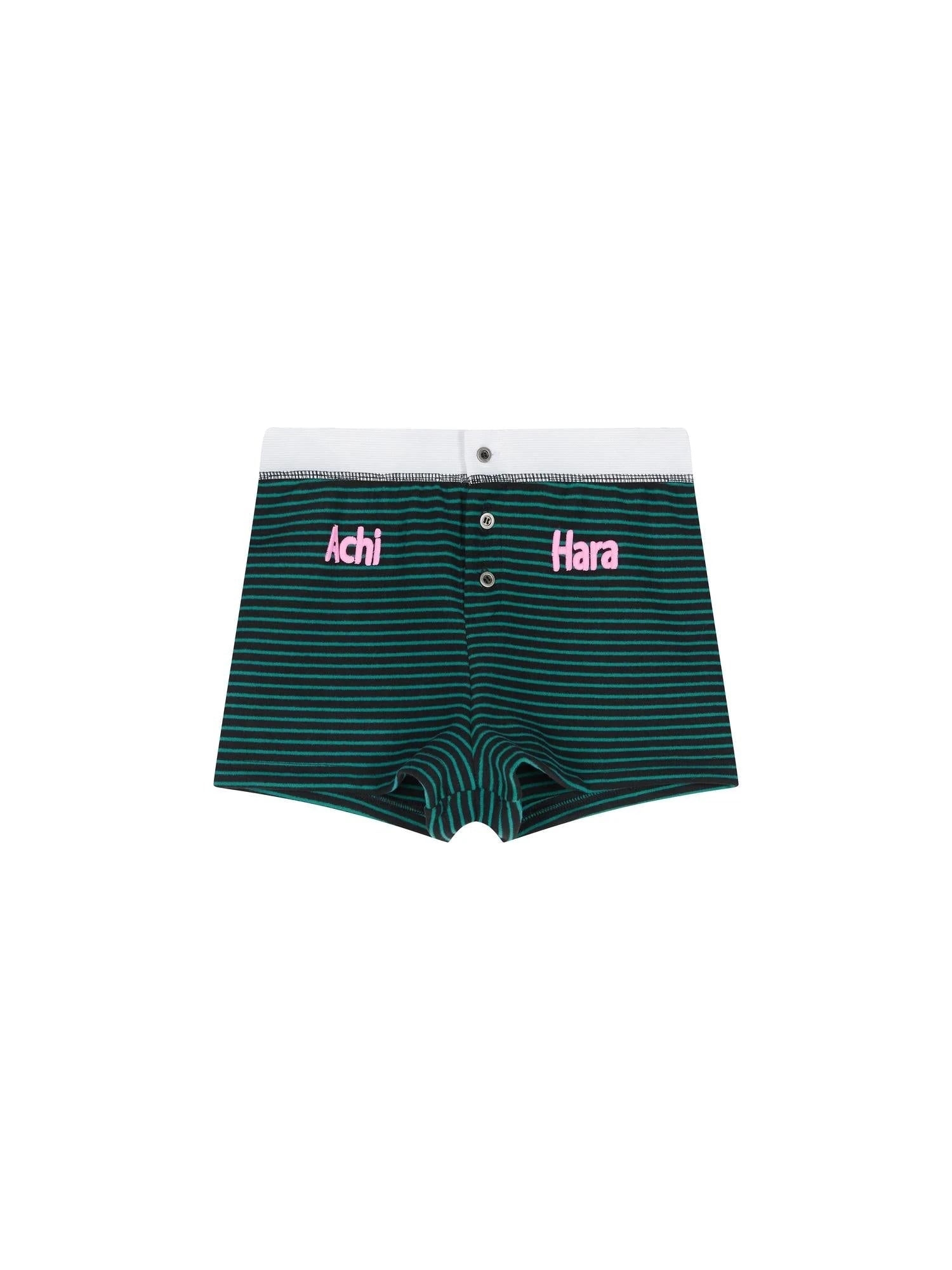 Breton Raspberry Elastic Waist Striped Shorts