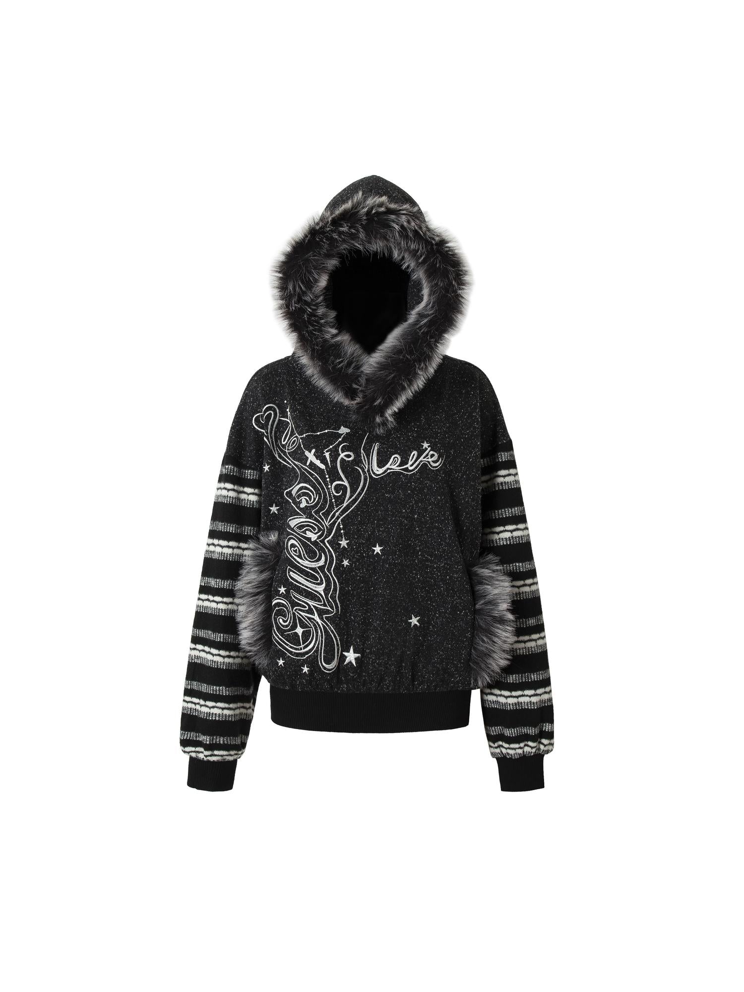 NO ROMANCE Vintage Shibuya Y2K Hoodie Women Loose Fleece Embroidered Pullover