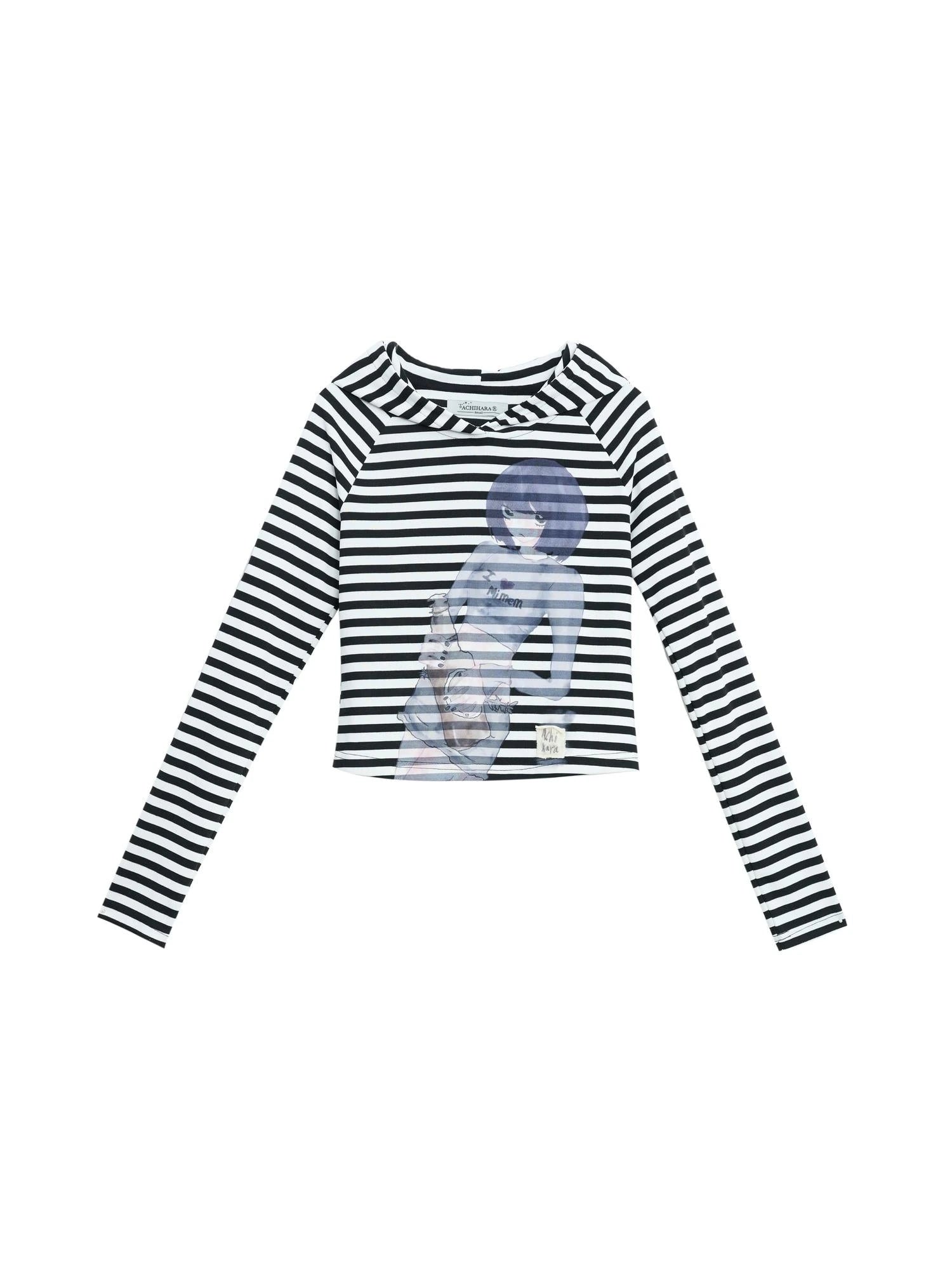 Drunk Minnie Striped Hoodie Tee