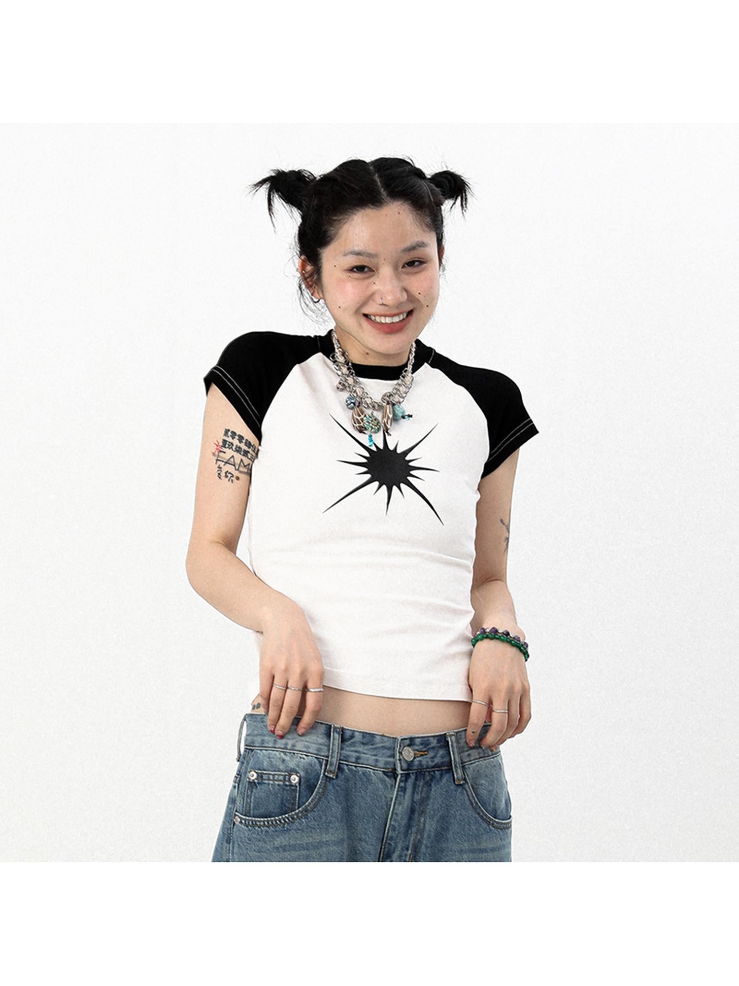 Achihara Vintage Mercury Tee 2 0 Patchwork Unisex Summer Top