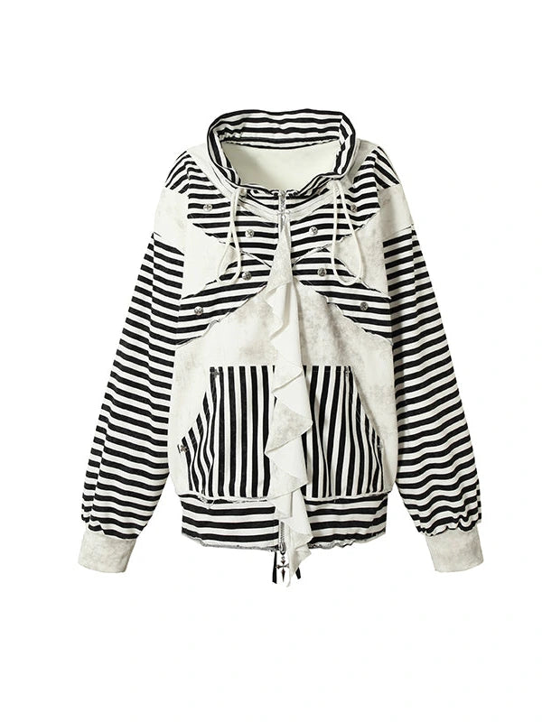 Punk Aesthetic Loose Fleece Peplum Hoodie Coat