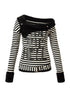 Punk Street Asymmetrical Striped Print Knit T-Shirt
