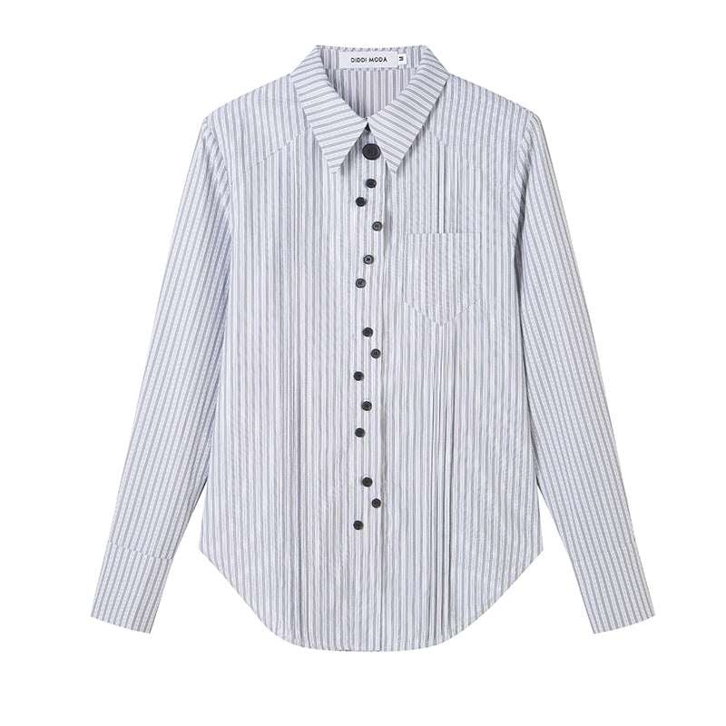 DIDDI MODA Elegant Asymmetrical Button Waist Shirt