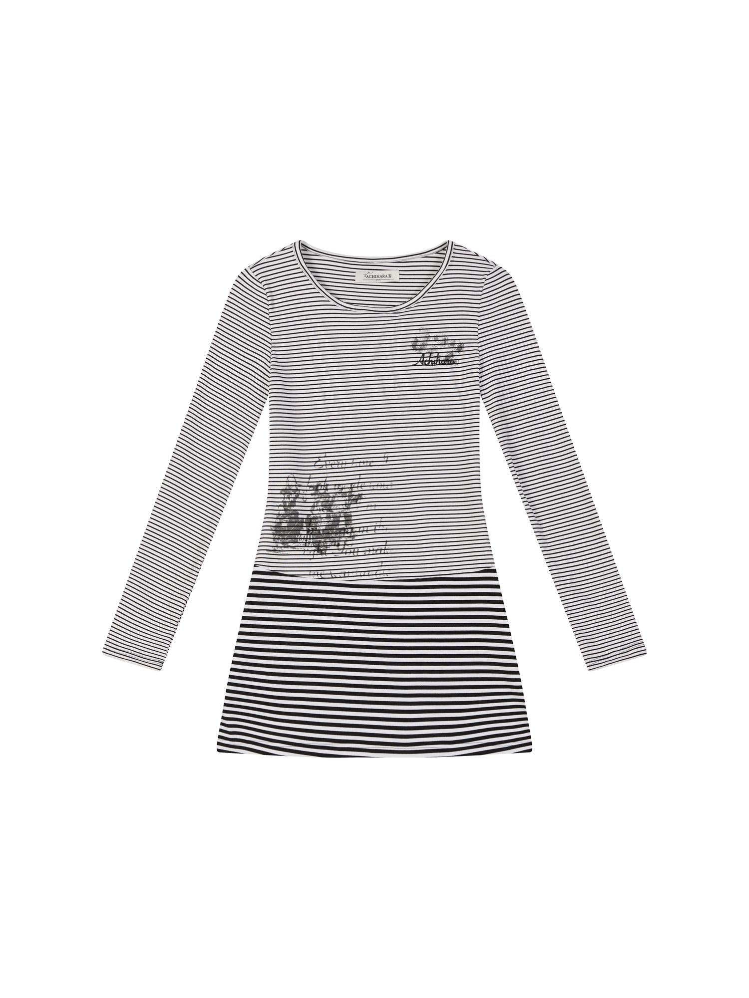 Achihara Black Love Striped Rock Dress