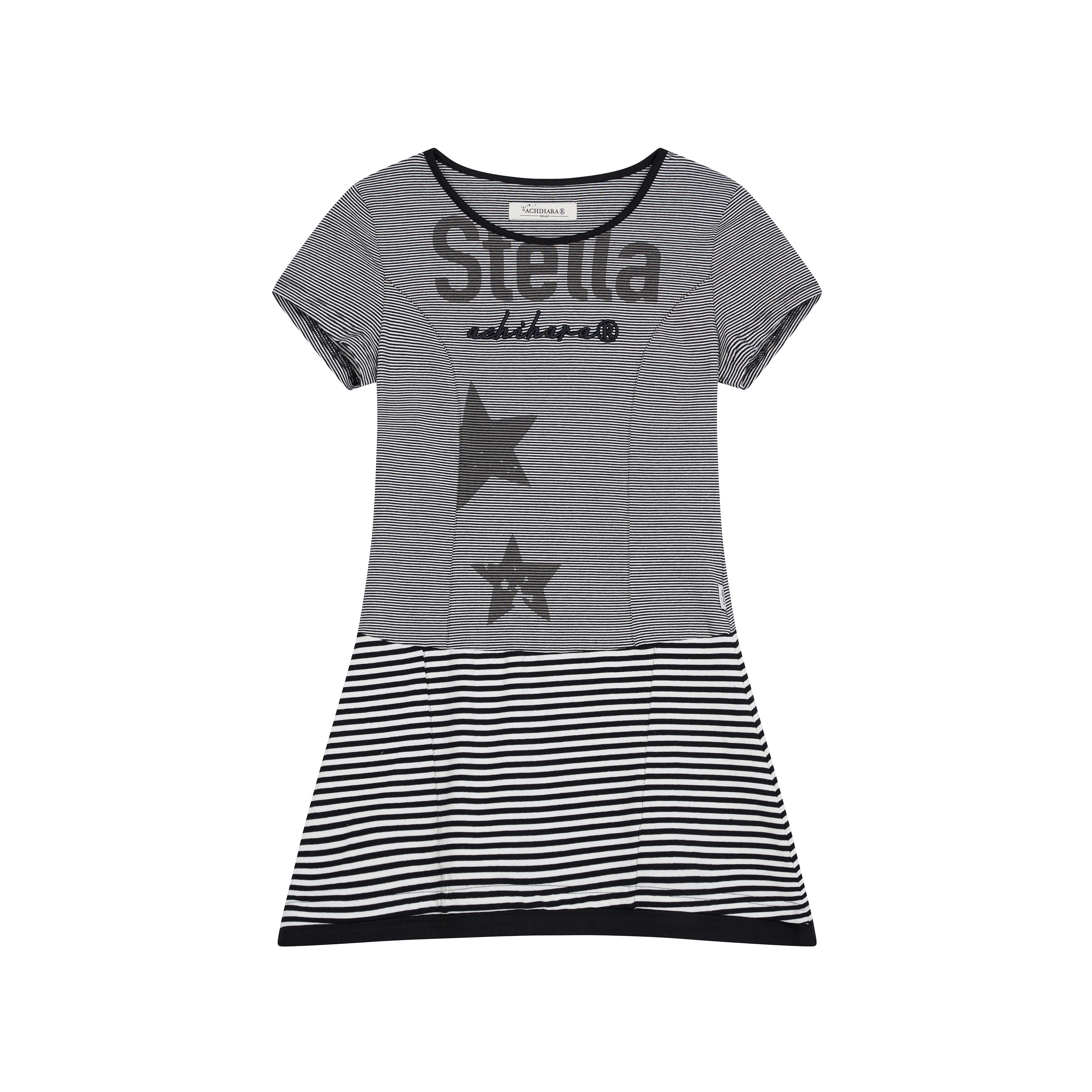Achihara Striped Short T-Shirt Dress With Contrast Hem Dresses