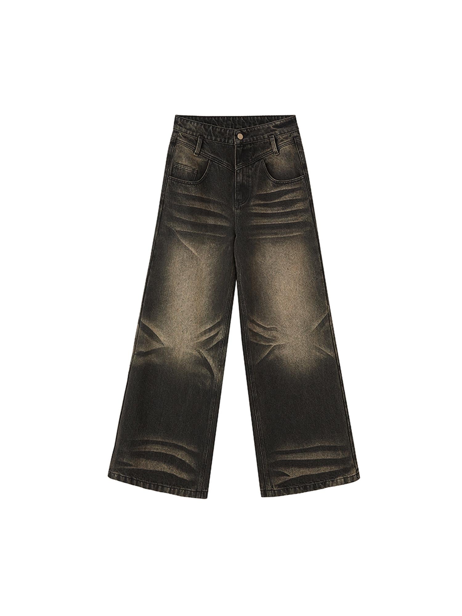 DIDDI MODA Vintage Washed High Street Wide Leg Jeans
