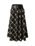 Vintage Punk Rock A-Line Patchwork Plaid Midi Skirt Dresses