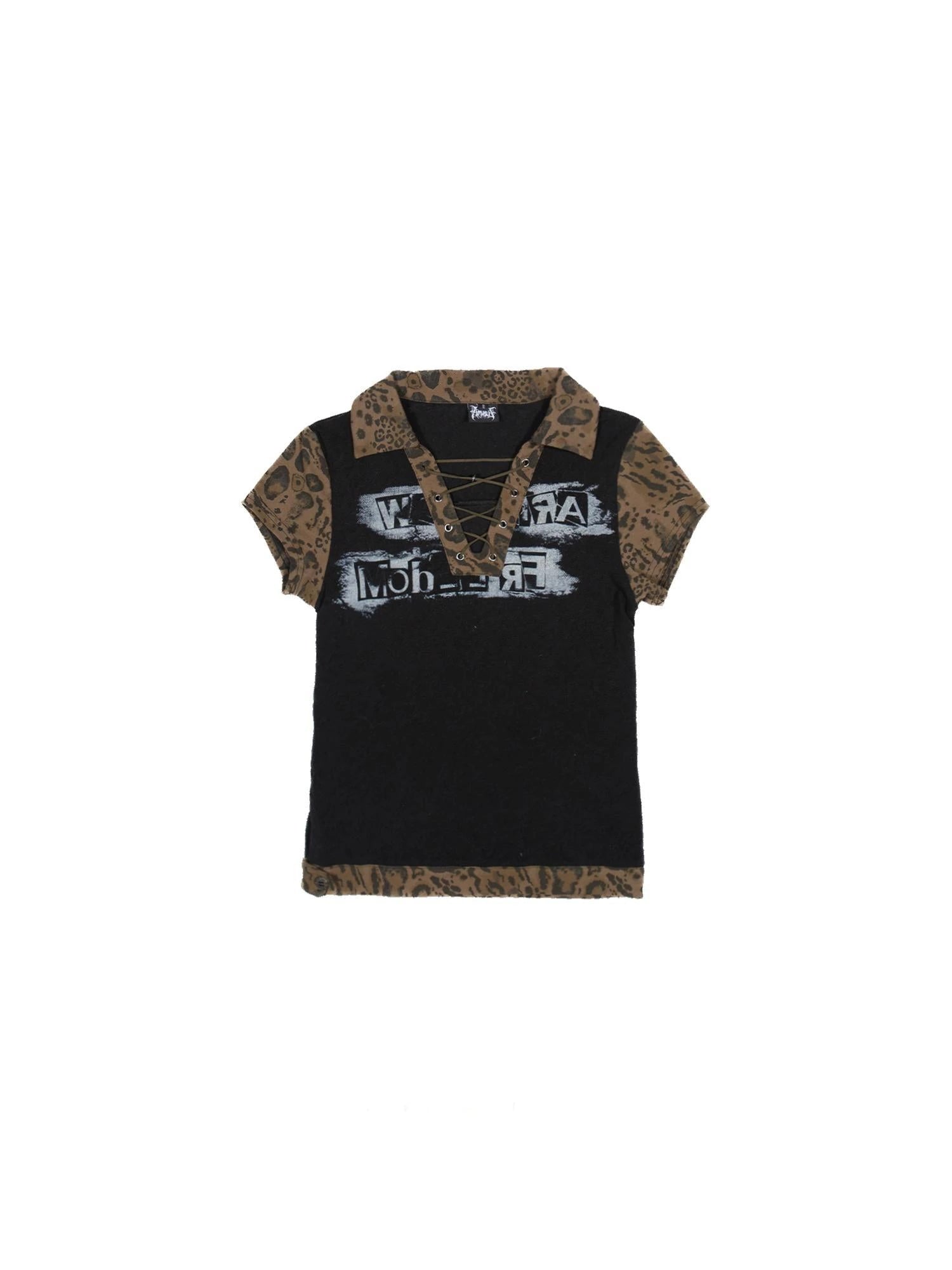 Punk Rock Polo Tee Ariadnaw Print Summer Streetwear