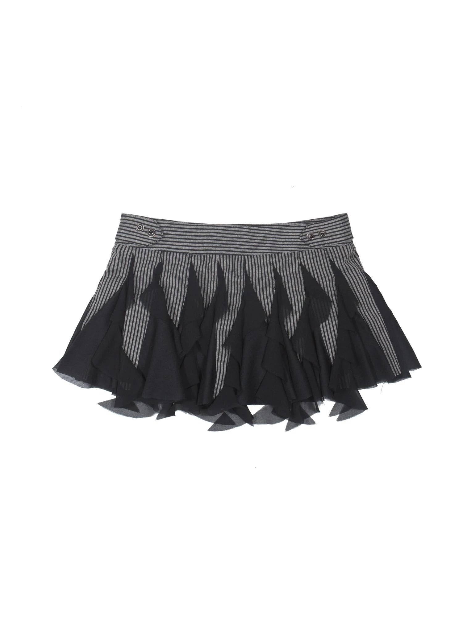 Punk Gothic Pleated Asymmetrical Low Waist Skirt