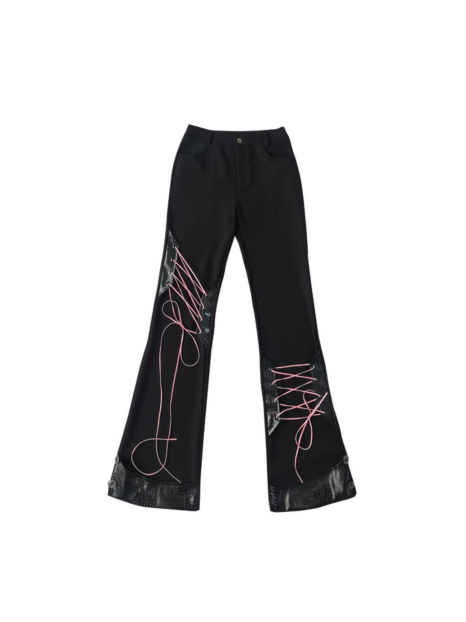 WSW WUSHENWU Double Strap Silk Flared Pants With Pleats