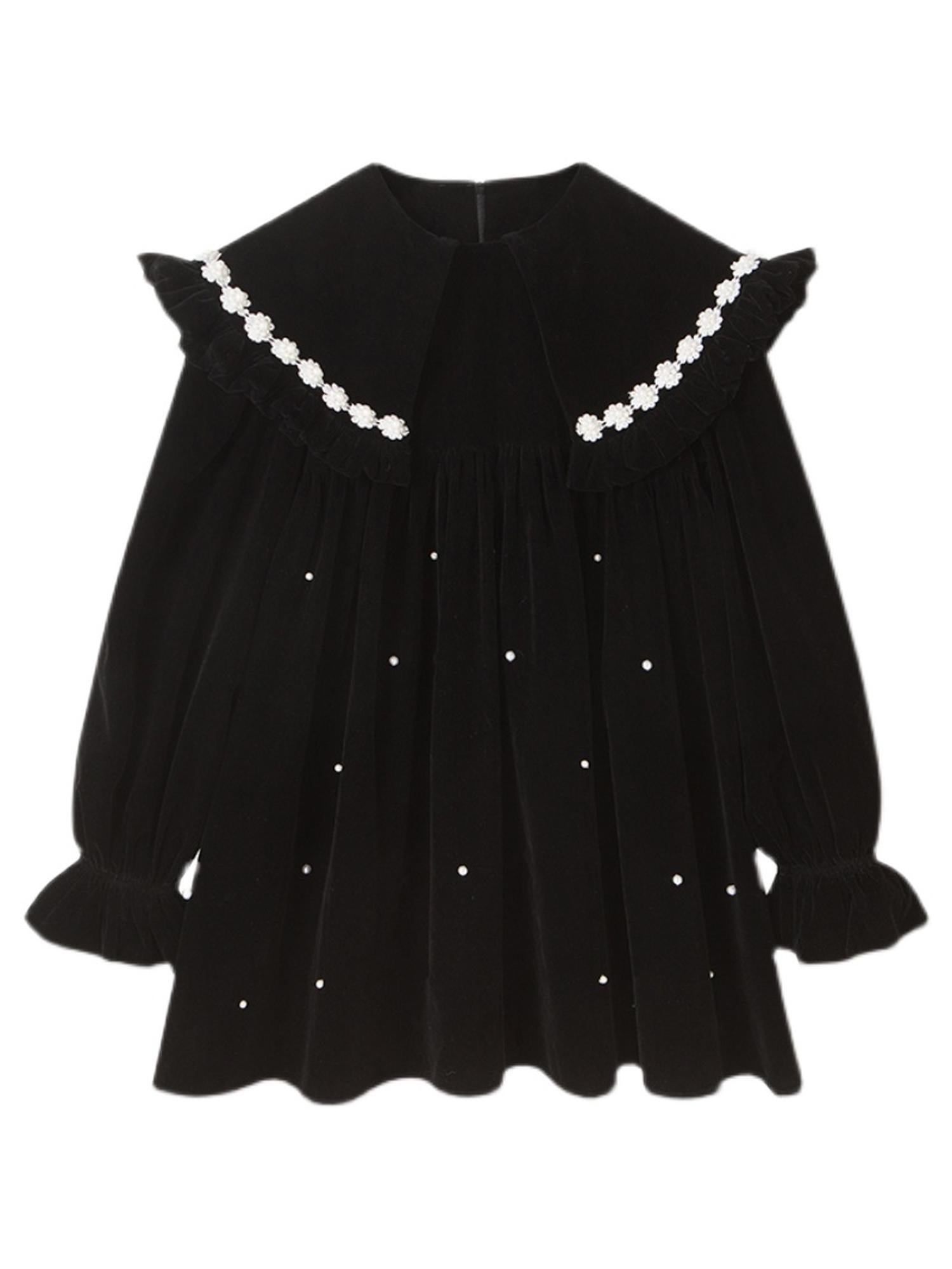 DIDDI MODA Floral Pearl Trimmed A Line Babydoll Dress