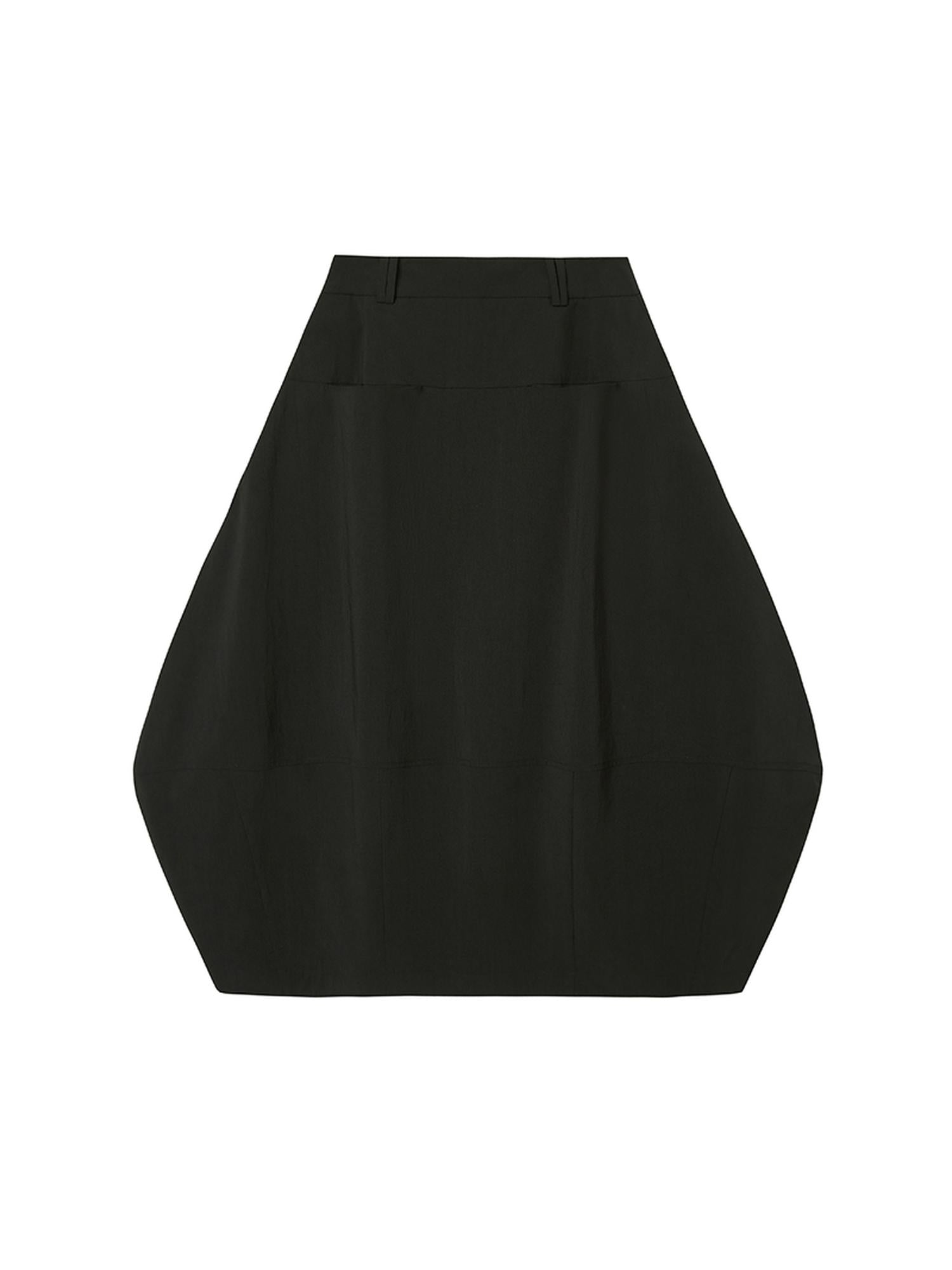 DIDDI MODA Wrinkle Textured Lantern Midi Skirt