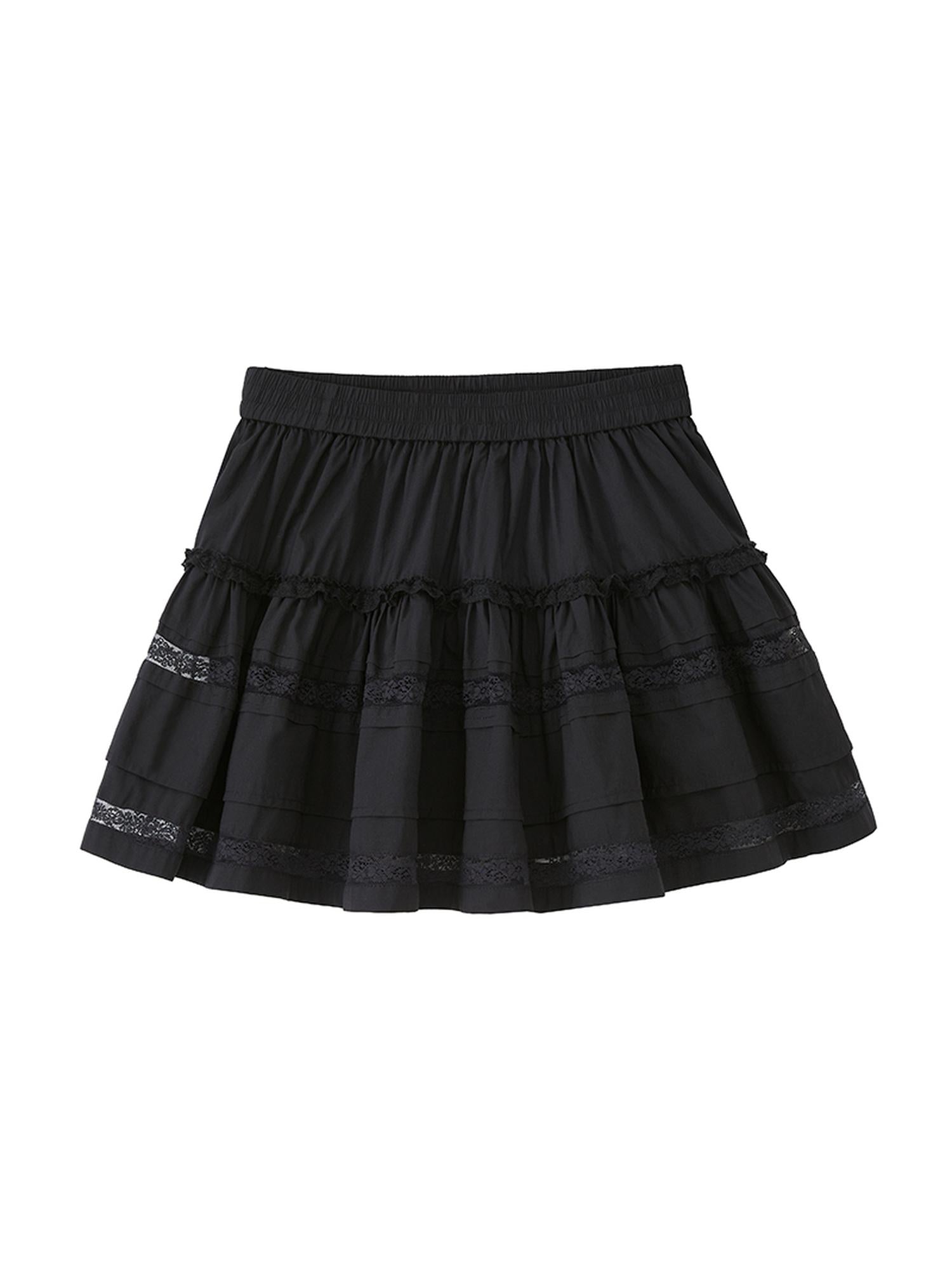 Eleganter, gestufter Minirock mit Spitzenbesatz
