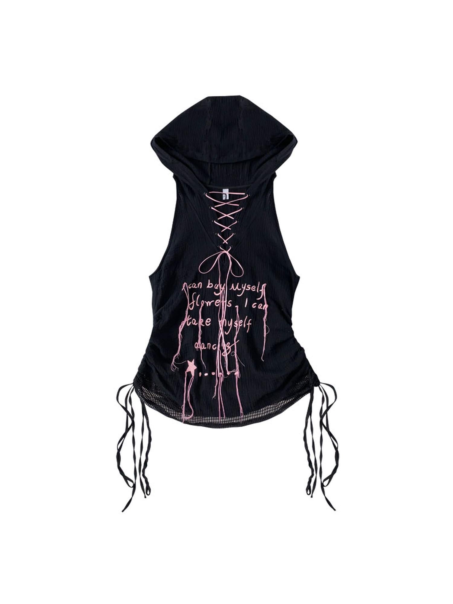 WSW WUSHENWU Sweet Rebel Lazy Hoodie Vest