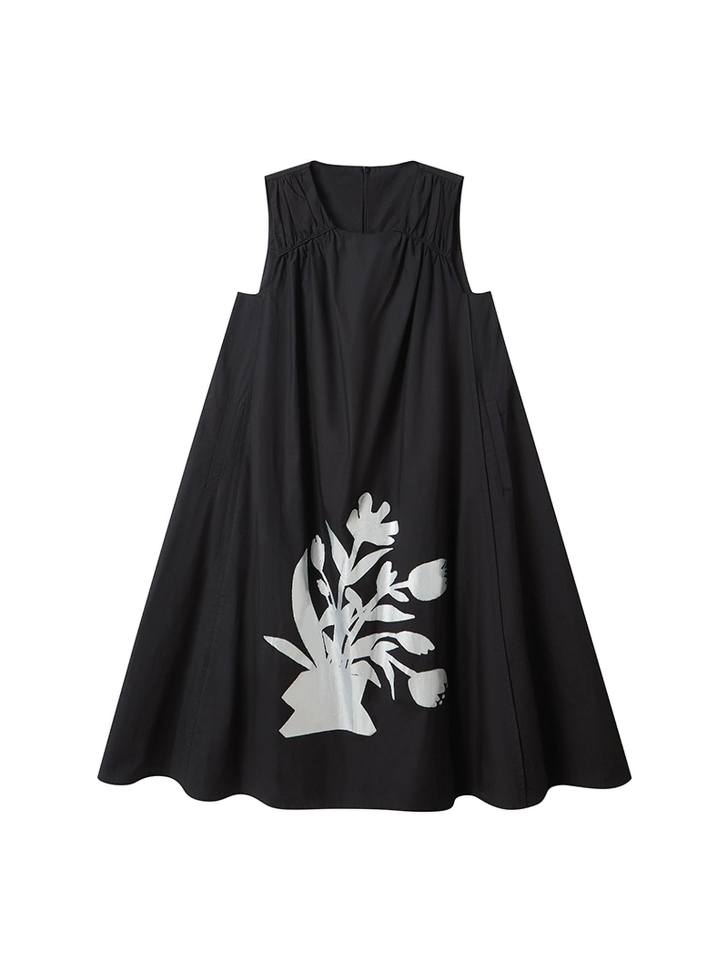 DIDDI MODA Floral Silver V Neck Vacation A Line Dress