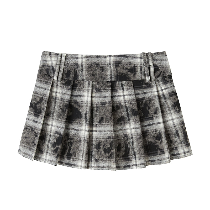 DIDDI MODA Vintage Plaid Shirt Pleated Skirt Set Retro Punk Style