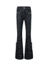 Upgraded Mid Waist Ruffle Slim Flare Jeans