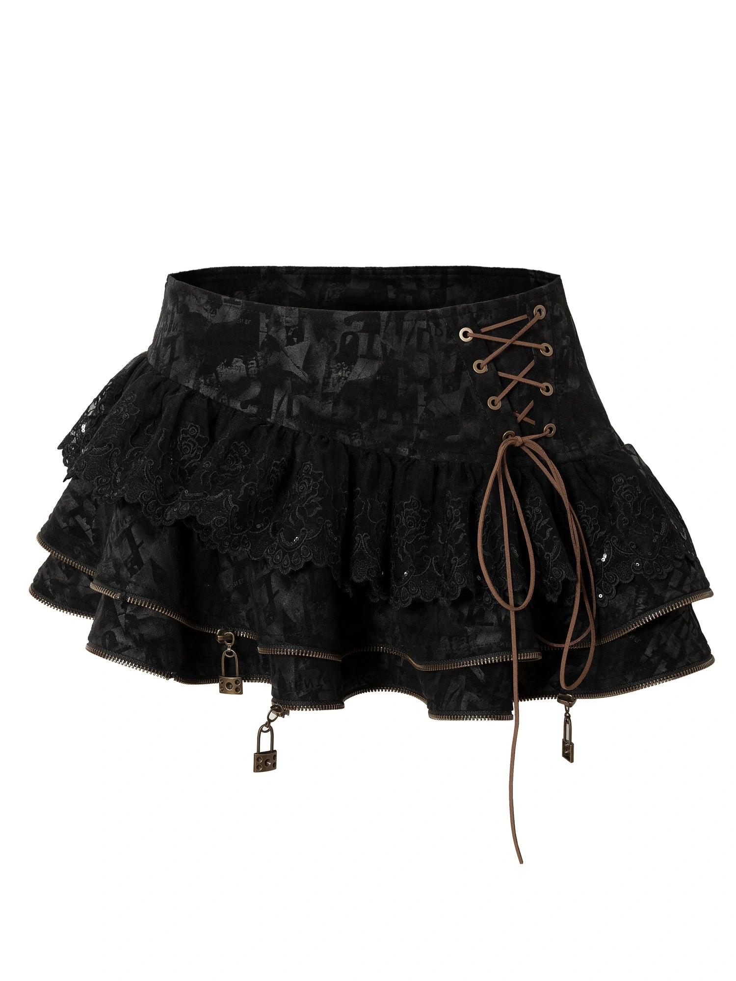 Vintage Punk Lace-Up Suede Mini A-Line Skirt Dresses