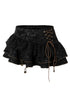 Vintage Punk Lace-Up Suede Mini A-Line Skirt Dresses