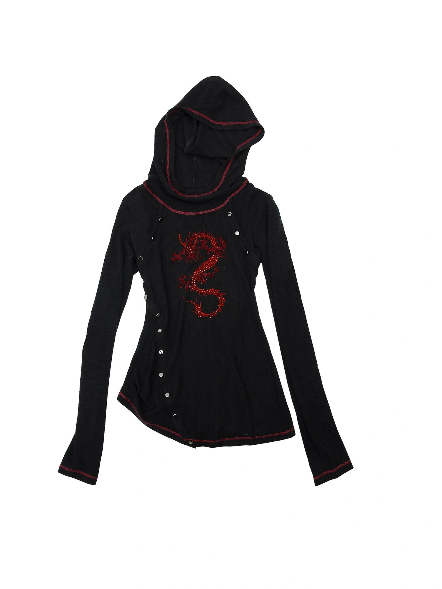 Y2K Retro Hooded Rhinestone T-Shirt