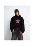Peoplesense Unisex Loose Star Embroidered Black Hoodie