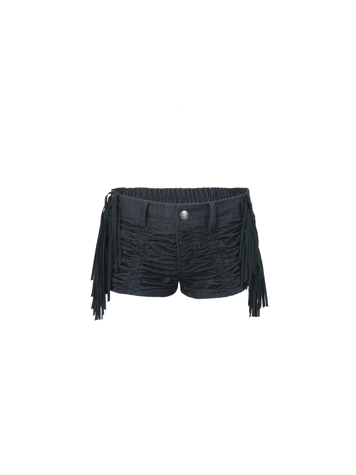 DoublePunch Flowy Fringe Low-Rise Shorts With Detachable Ruffles Shorts