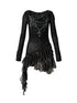 Sheer Lace Punk Print Hooded Knit Dress