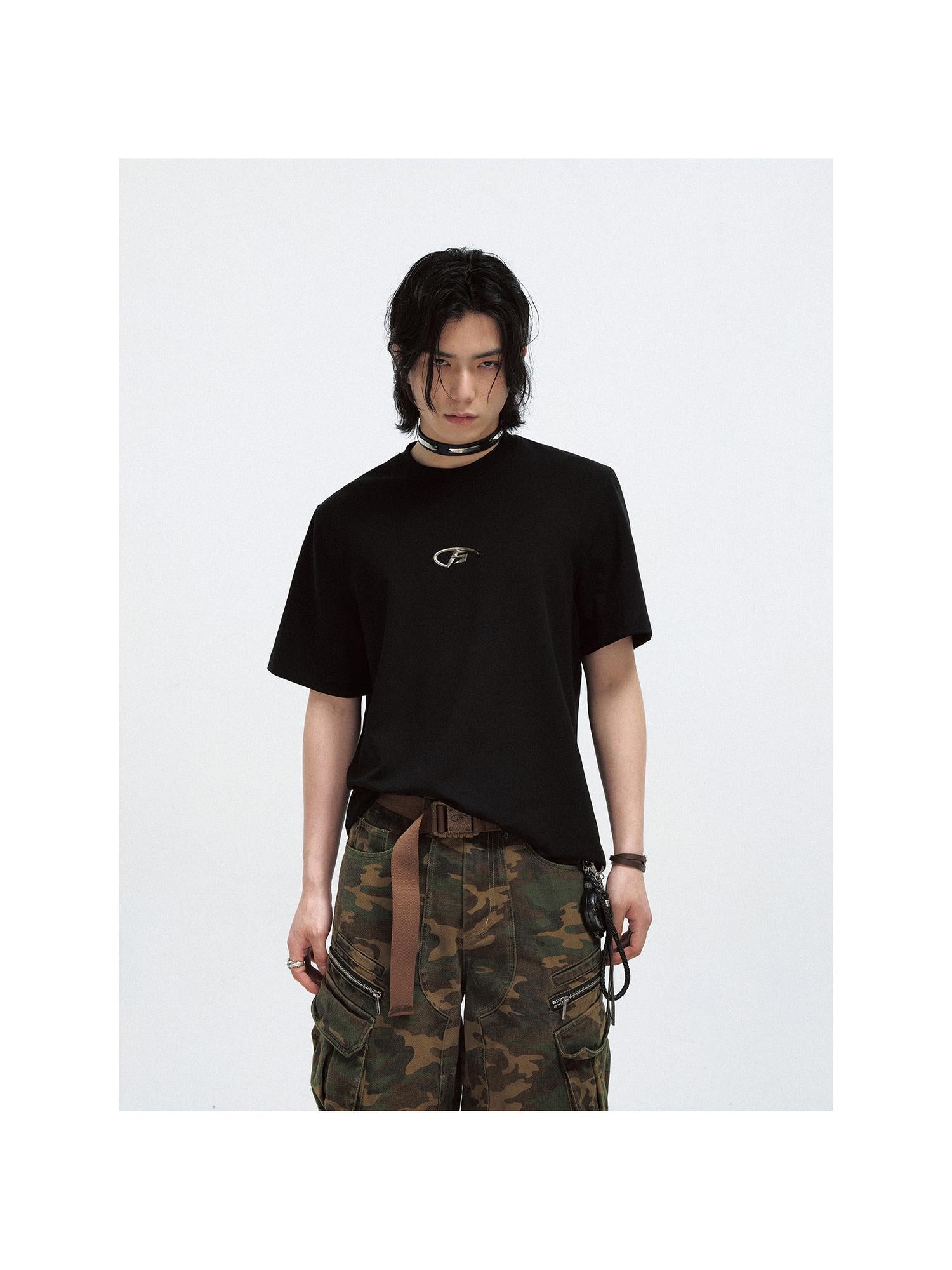Peoplesense Basic Metal Logo Slim Fit Cotton Tee