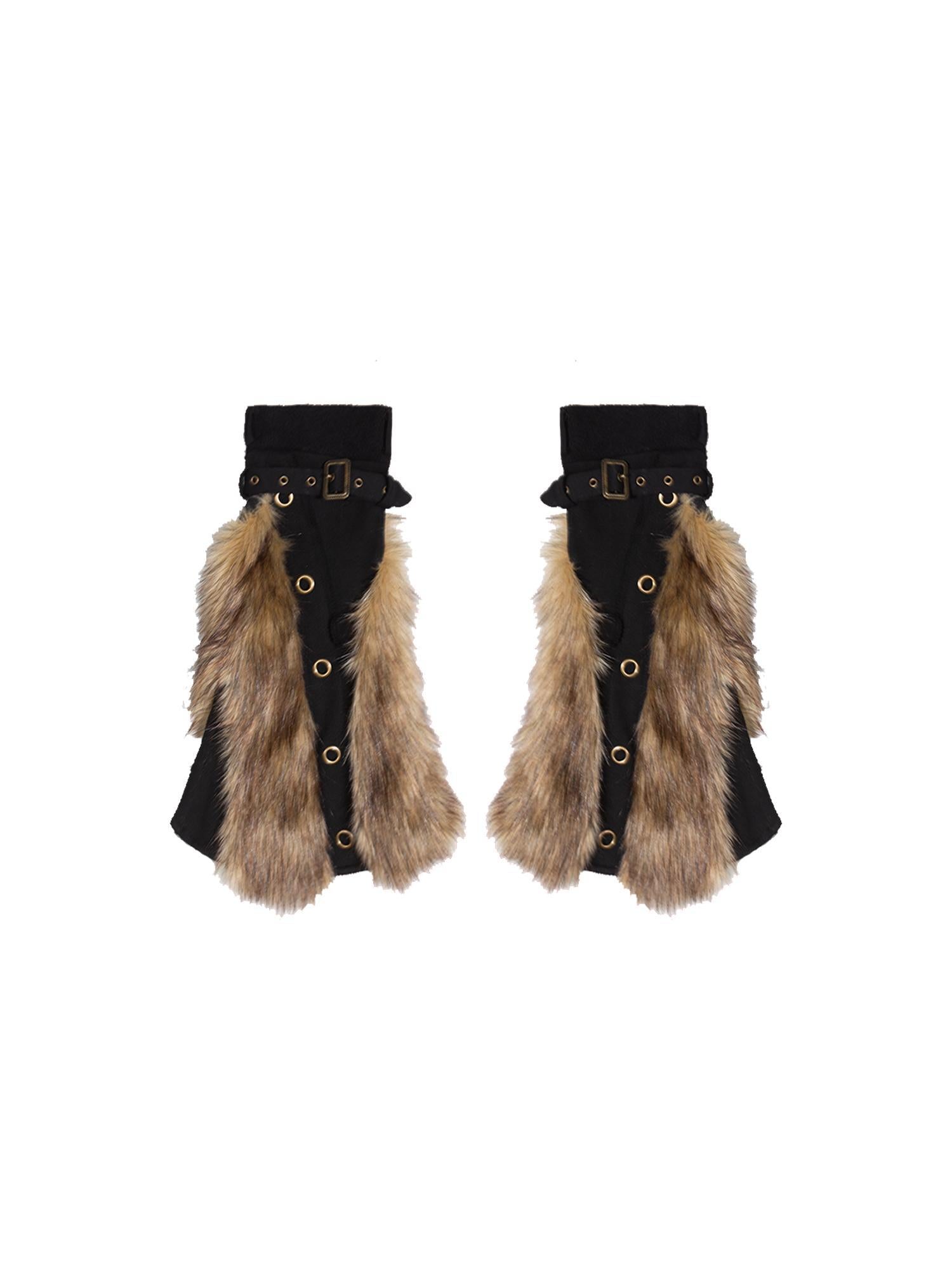ARIADNAw Patchwork Plush Punk Shorts Irregular Wool Blend Streetwear