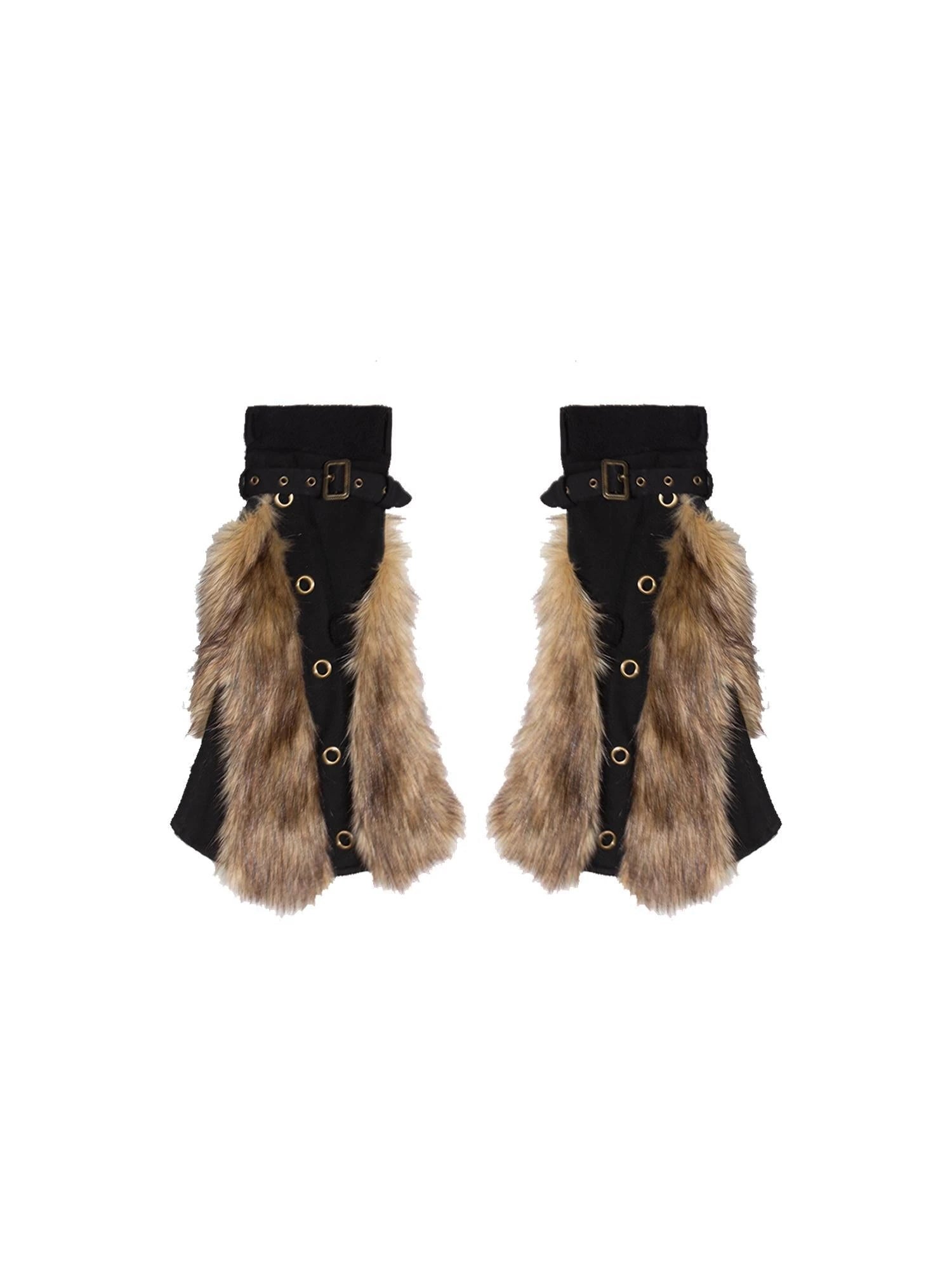 Patchwork Plush Punk Shorts Irregular Wool Blend Streetwear