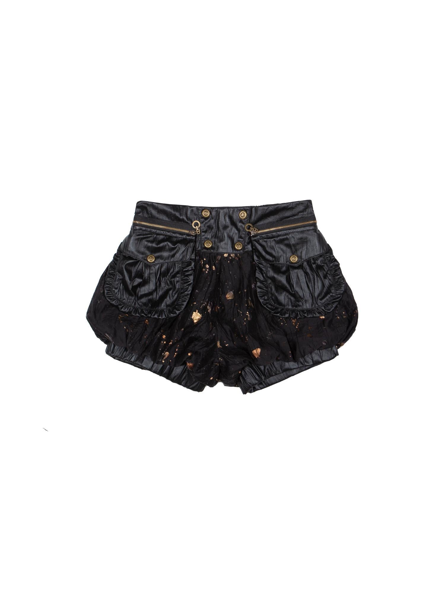 ARIADNAw Y2K Punk Puff Shorts Industrial Denim Patchwork Bloomers