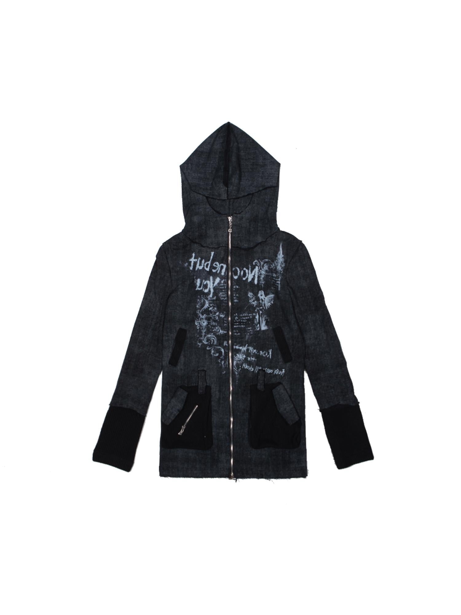 ARIADNAw Punk Print Hooded Sweatshirt Spring Women Long Sleeve Top