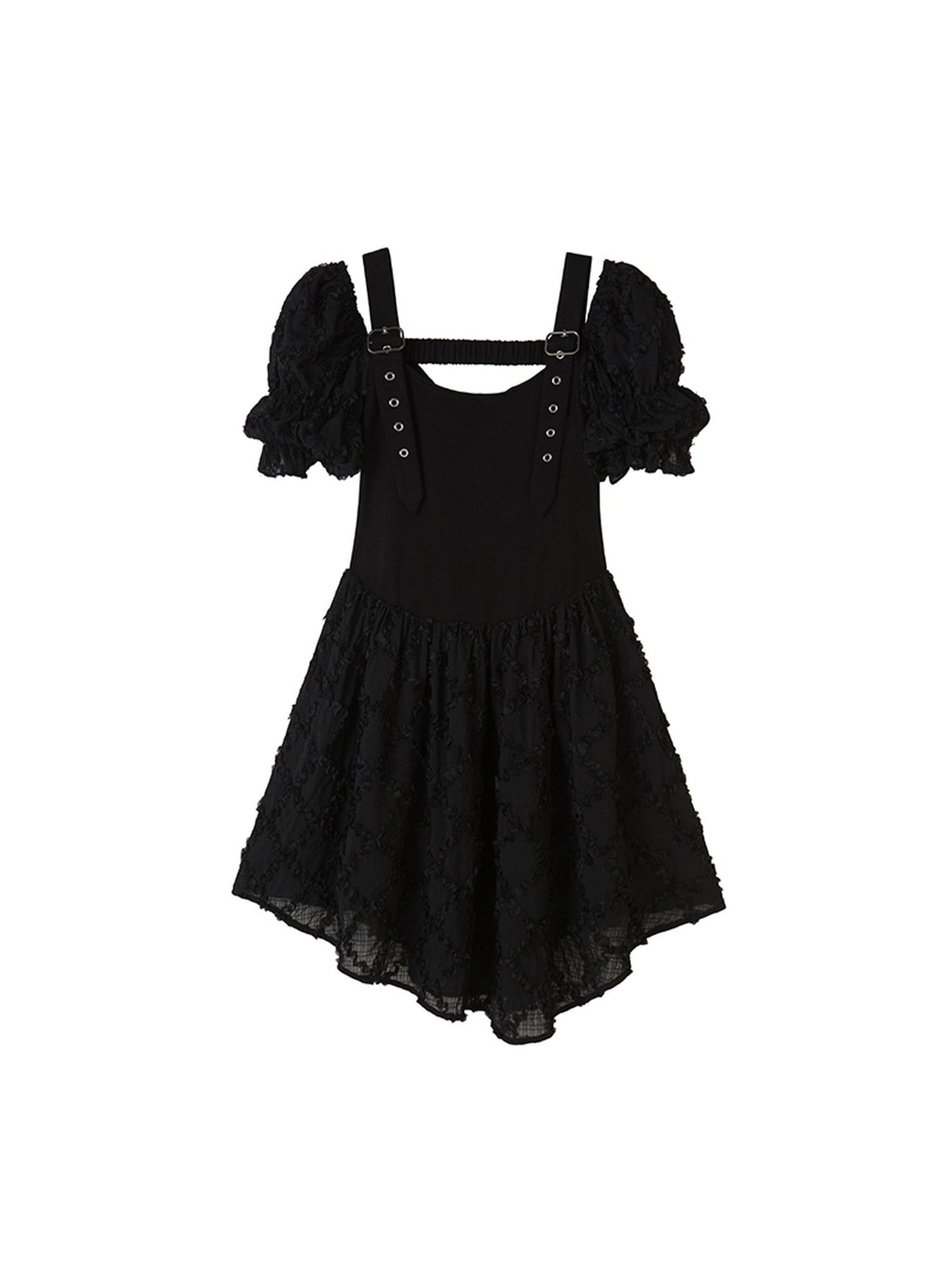 DIDDI MODA Bubble Sleeve Corset Waist A Line Mini Dress