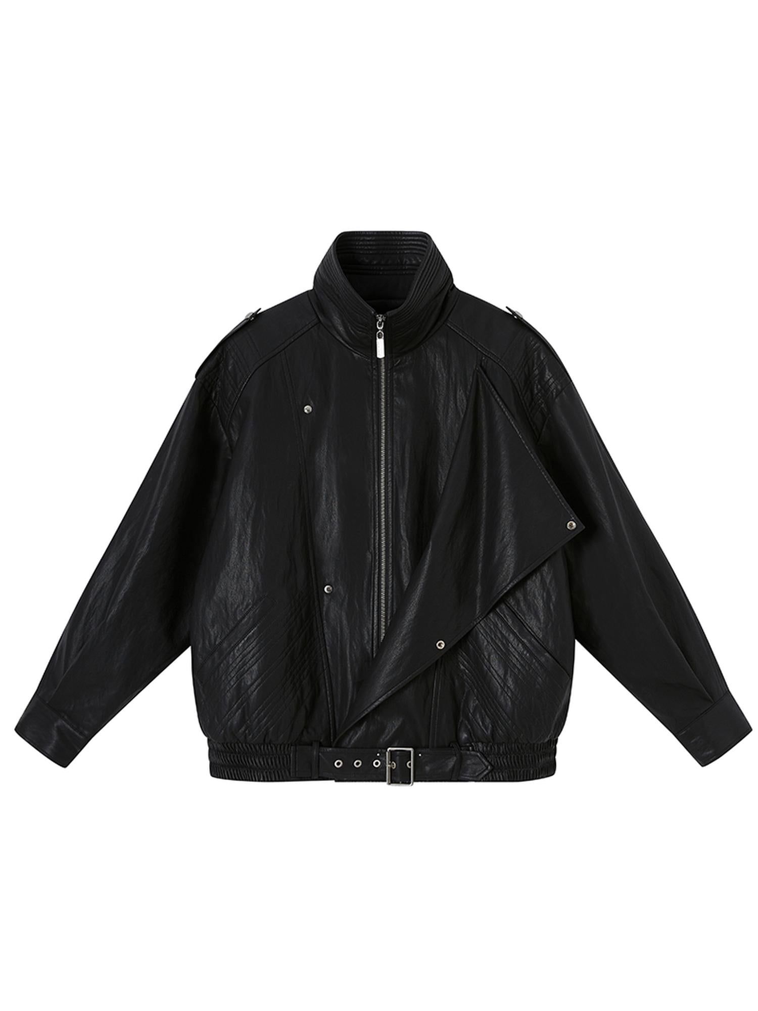 DIDDI MODA Sweet Punk Quilted Oversize PU Biker Jacket