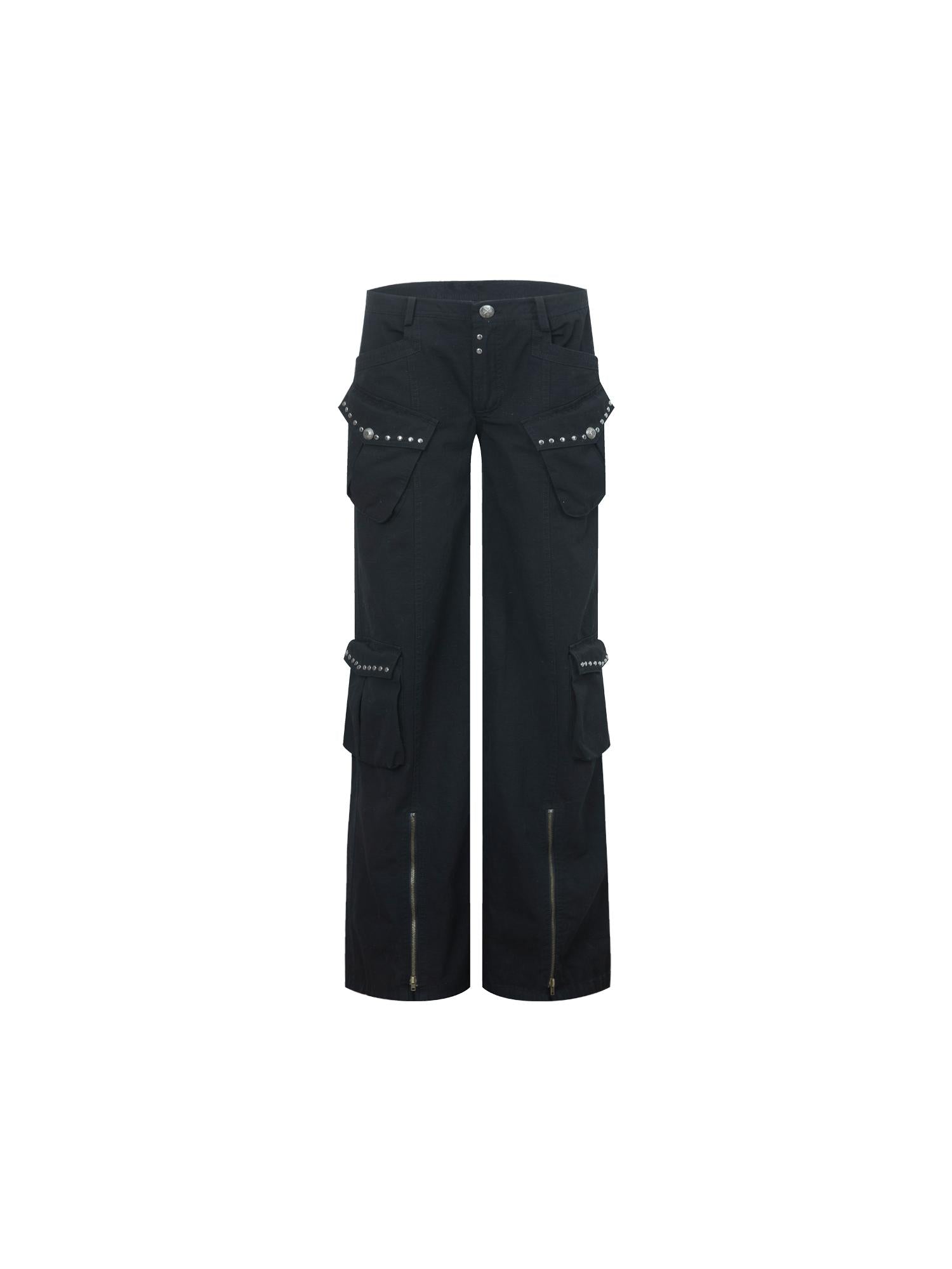 DoublePunch Vintage Washed Western Wide-Leg Work Pants