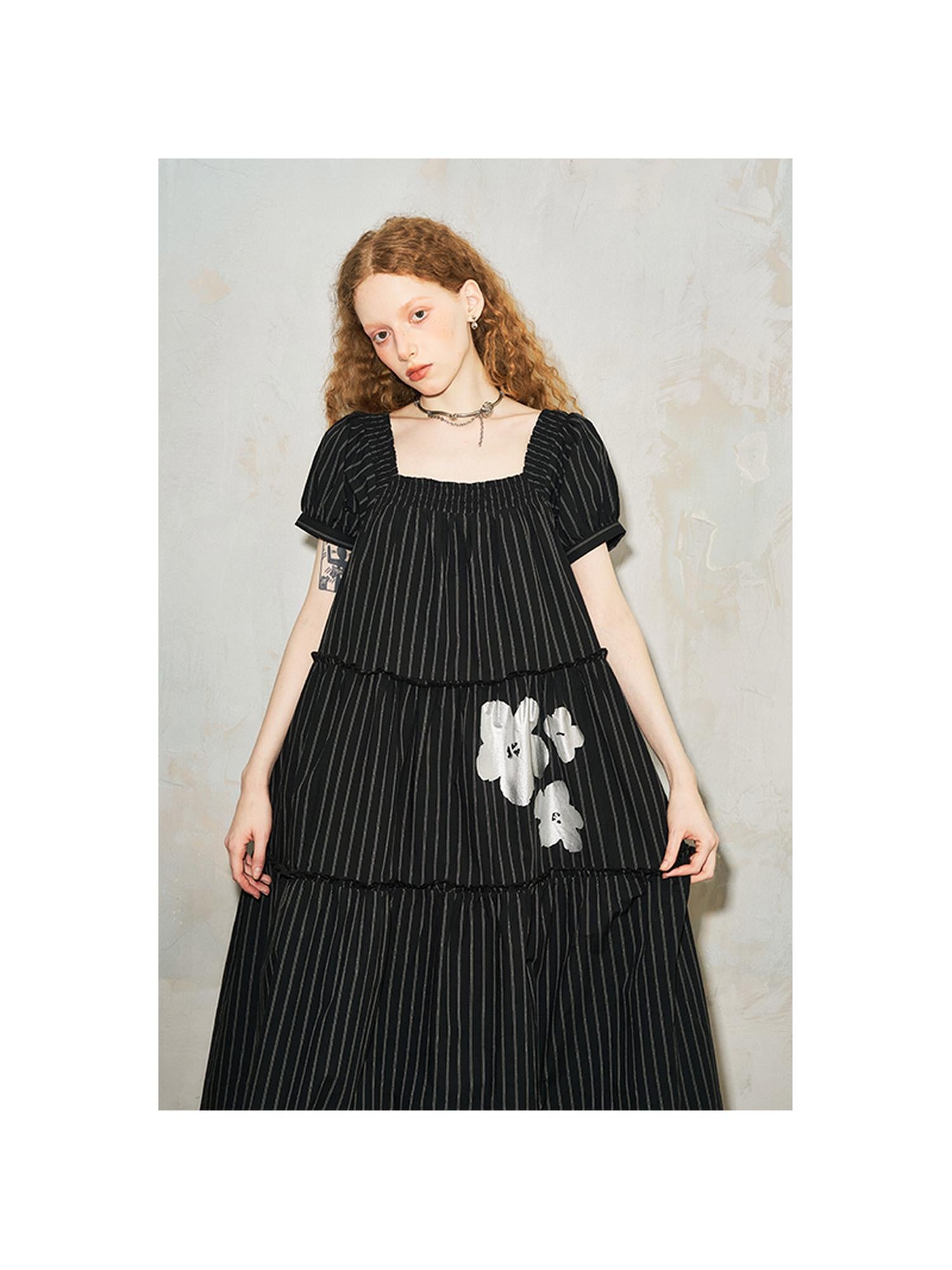 DIDDI MODA Floral Bubble Sleeve Summer Maxi Dress