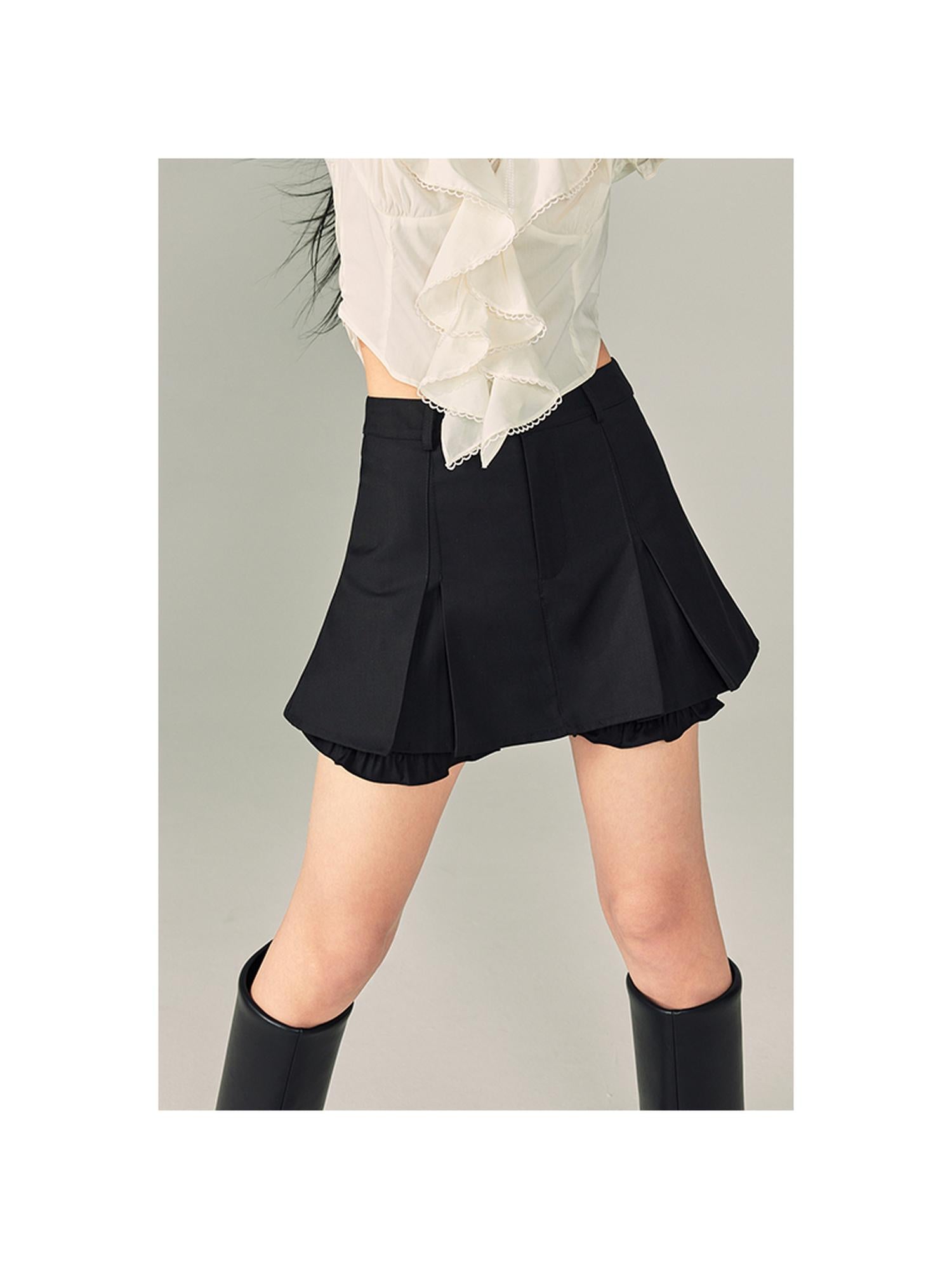 DIDDI MODA Pleated High Waist A Line Skort Stretchy Flattering Shorts For Summer