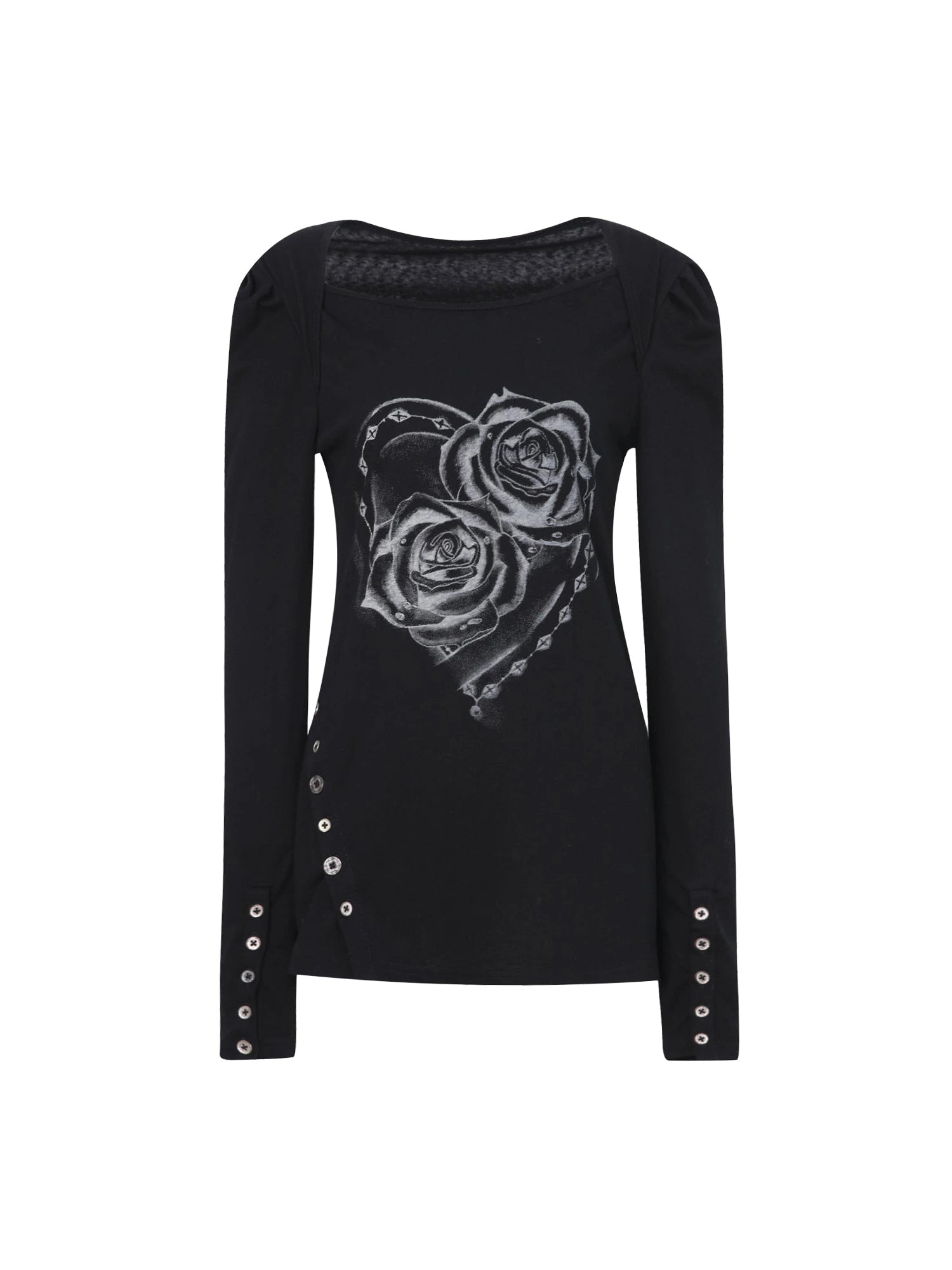 Spring Summer Square Neck Ballet T-Shirt With Puff Sleeves