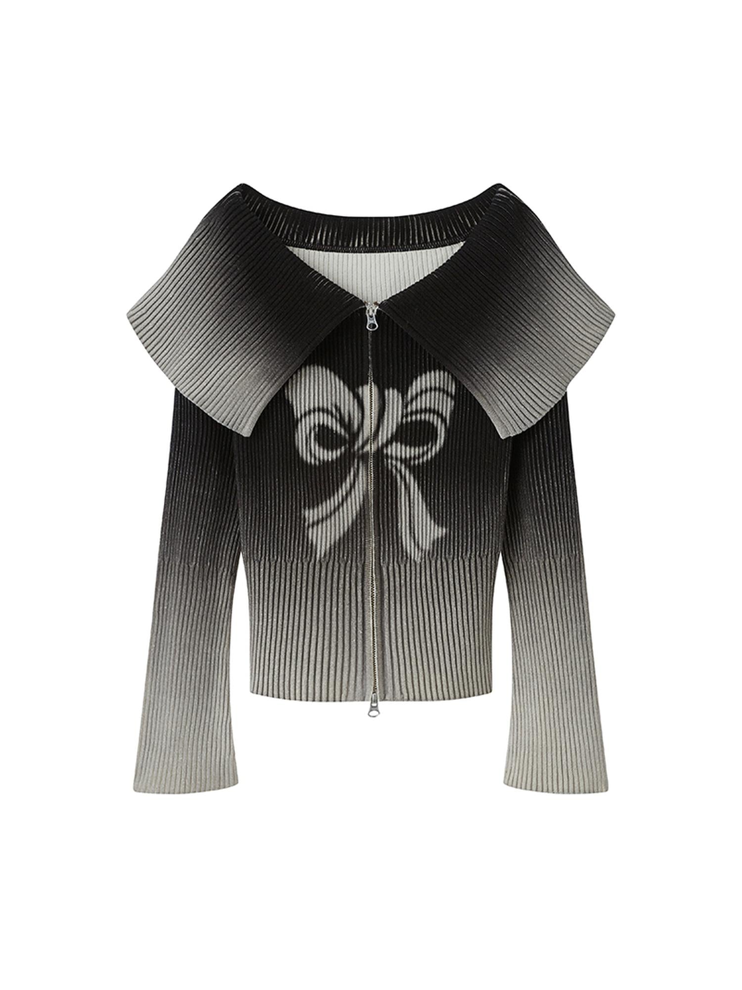 DIDDI MODA Sweet Rebel Bow Gradient Knit Cardigan